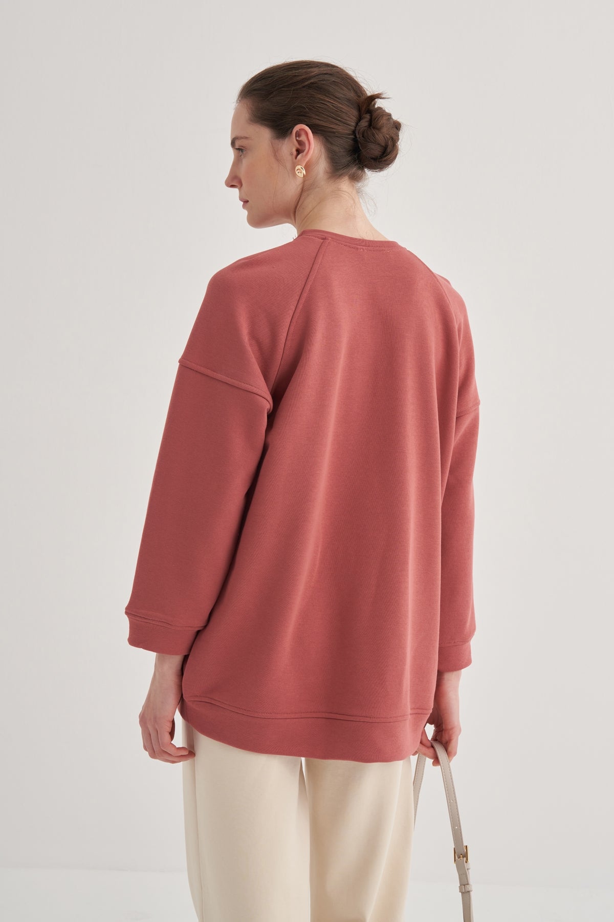 Kadın Oversize Sweat Mercan