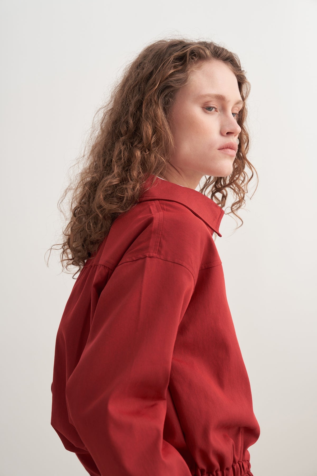 Kadın Gabardin Bomber Ceket Kırmızı