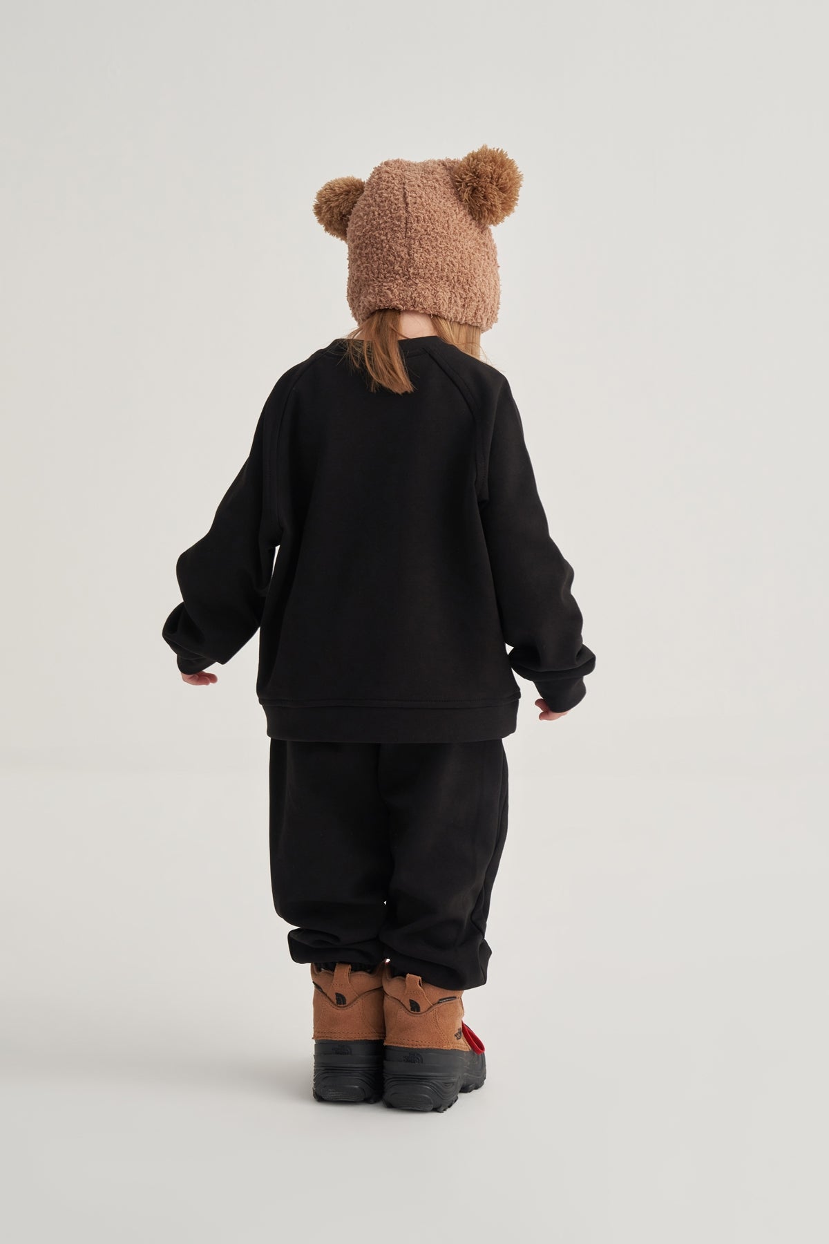 Unisex Çocuk İnterlok Dikiş Detaylı İkili Takım Siyah