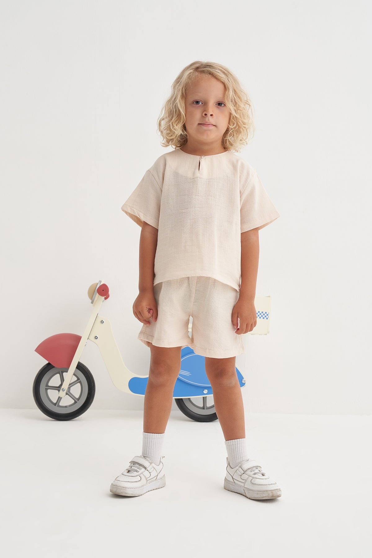 Unisex Çocuk Müslin Takım Krem