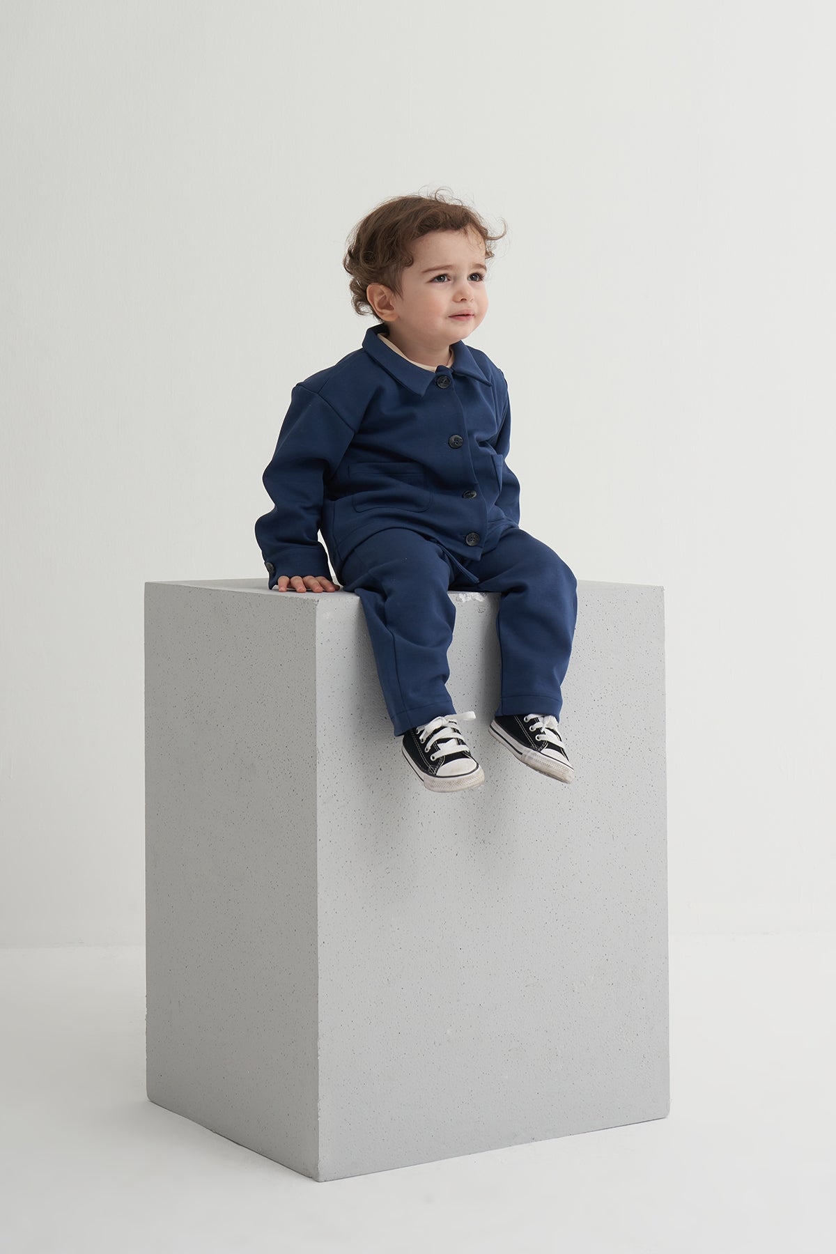 Unisex Çocuk İnterlok Ceket Lacivert