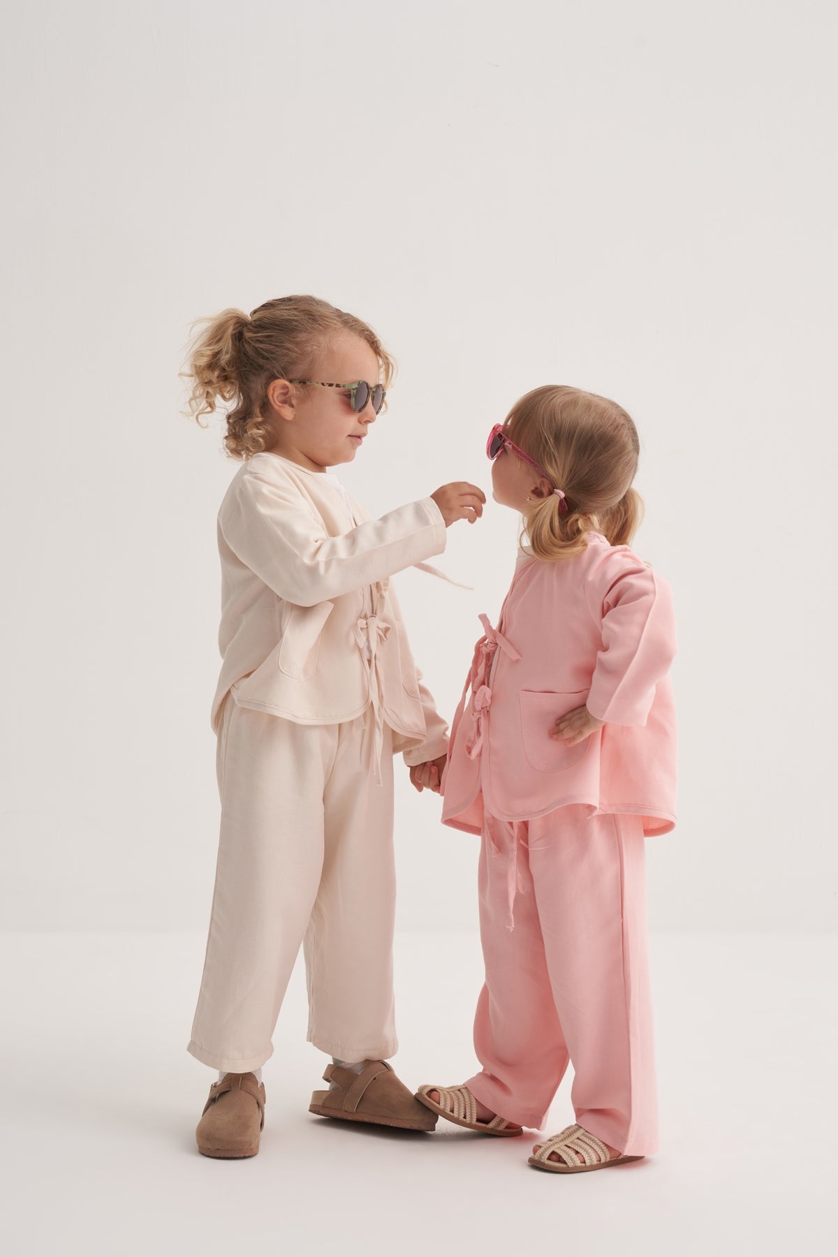 Unisex Çocuk Dökümlü Pamuklu Kimono Pembe