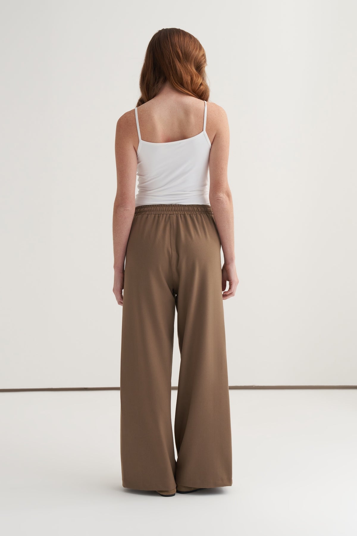 Kadın Yan Dikiş Detaylı Palazzo Pantolon Ceviz Kabuğu