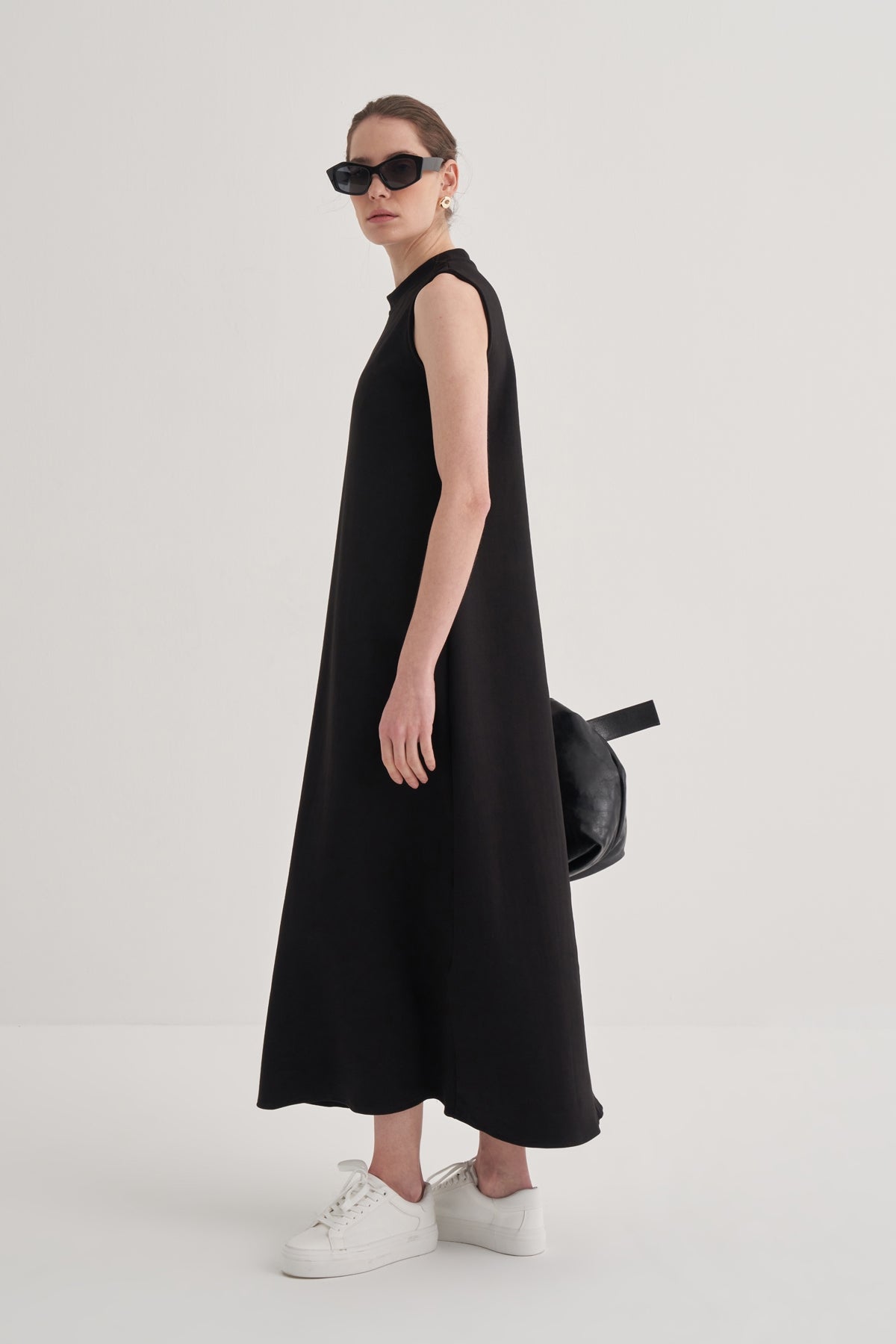 Kadın İnterlok Sıfır Kol Elbise Siyah