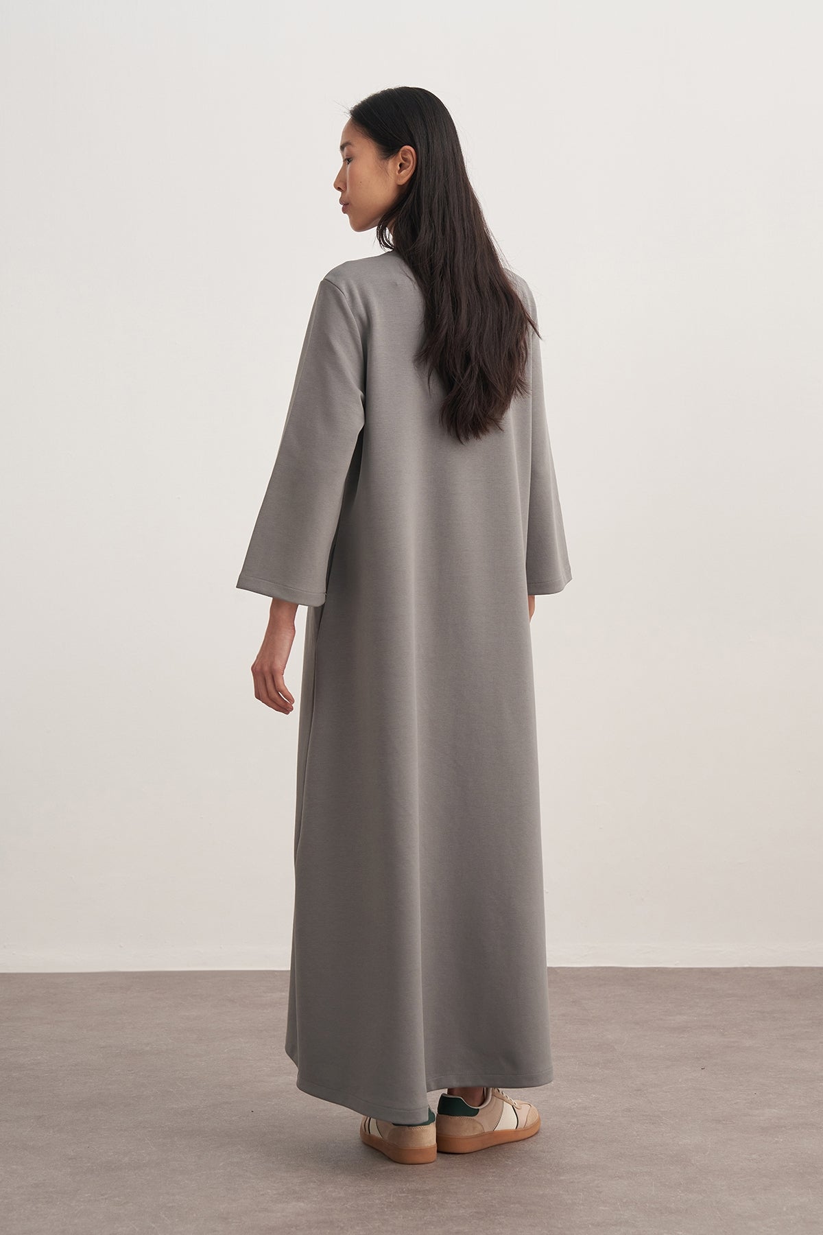 Kadın İnterlok Oversize Elbise Füme