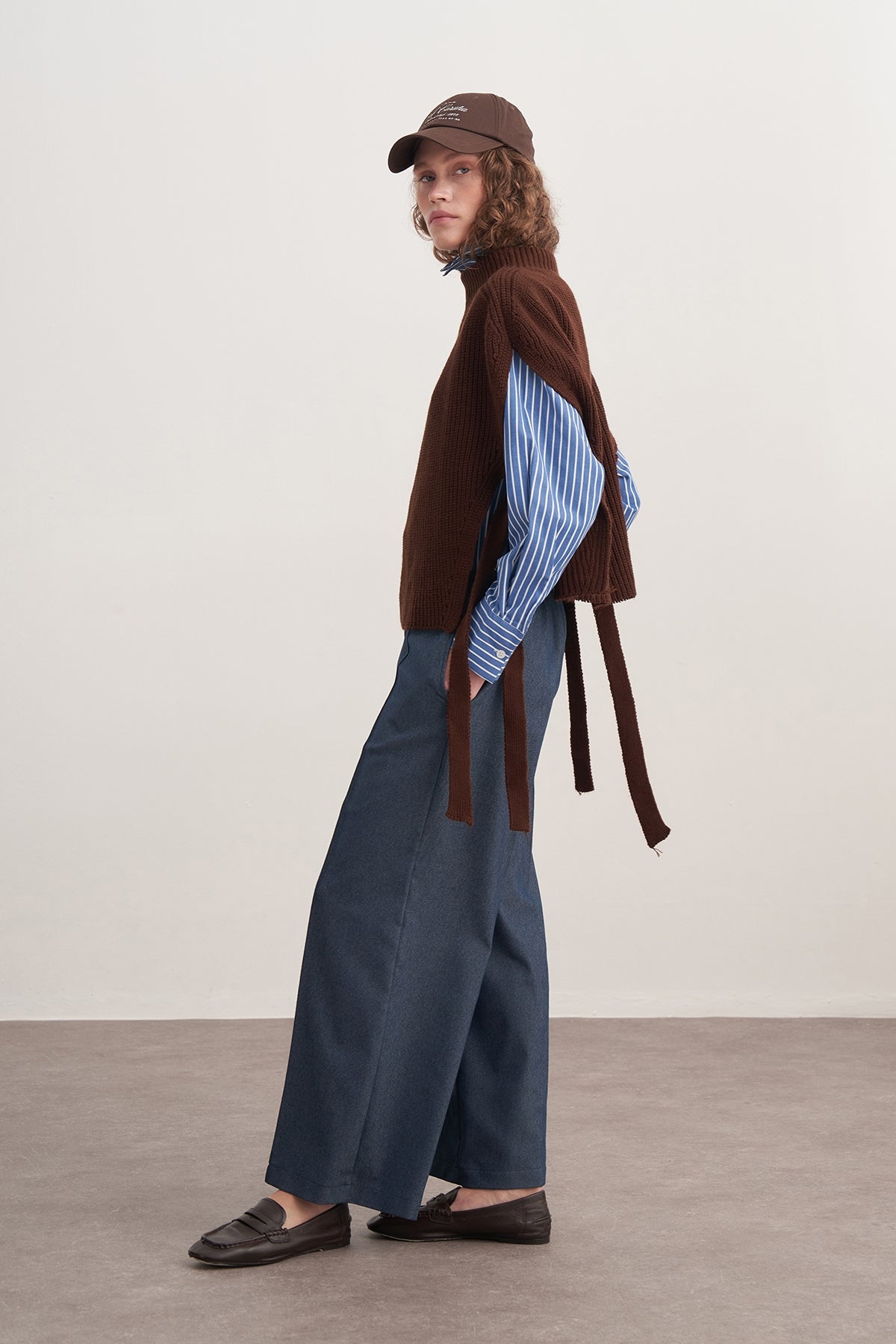 Kadın Gabardin Culotte Pantolon Kot Mavisi