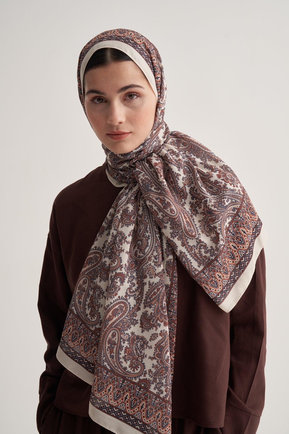 Kadın Soft Lily Desen Şal Bej