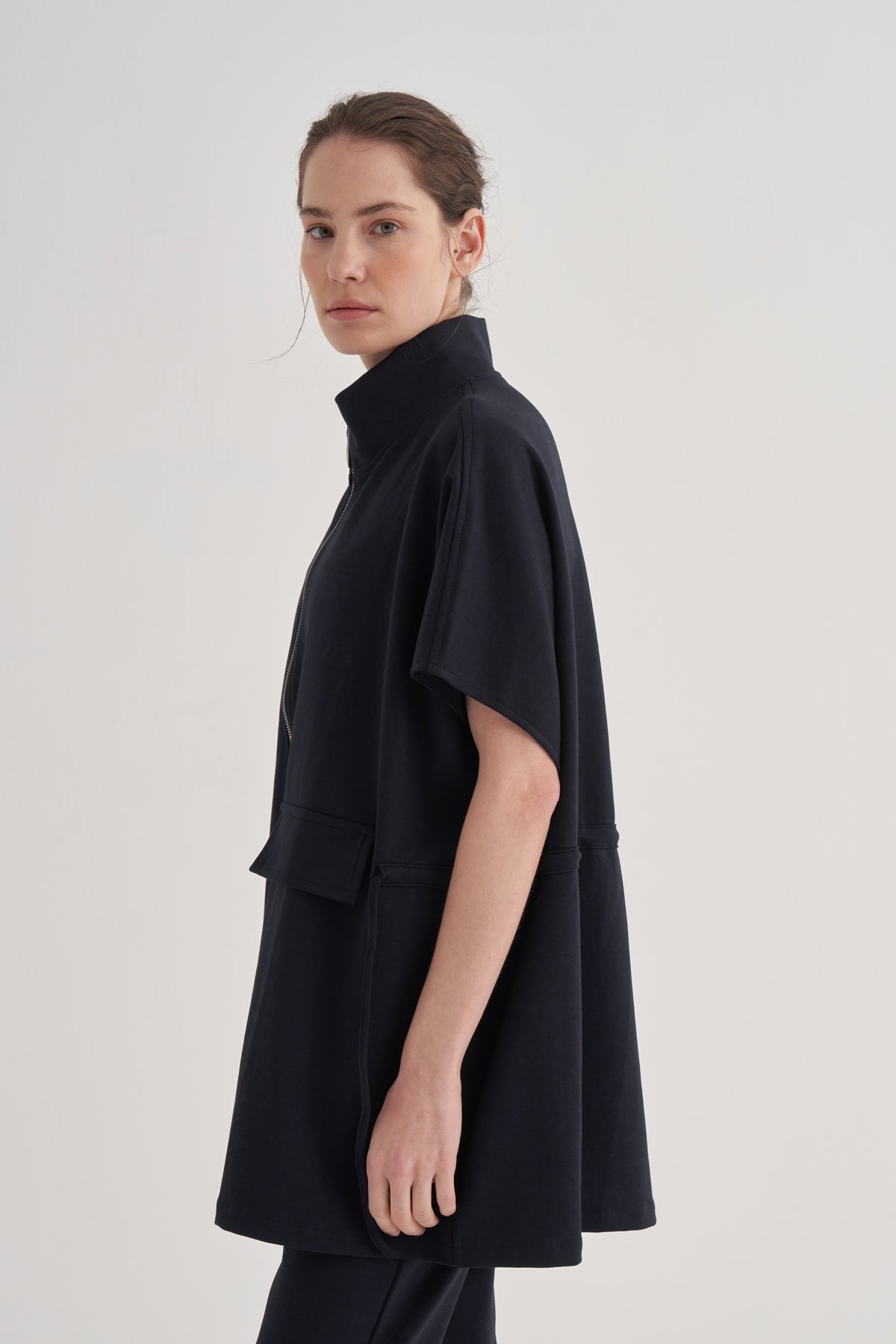 Kadın İnterlok Oversize Yelek Lacivert