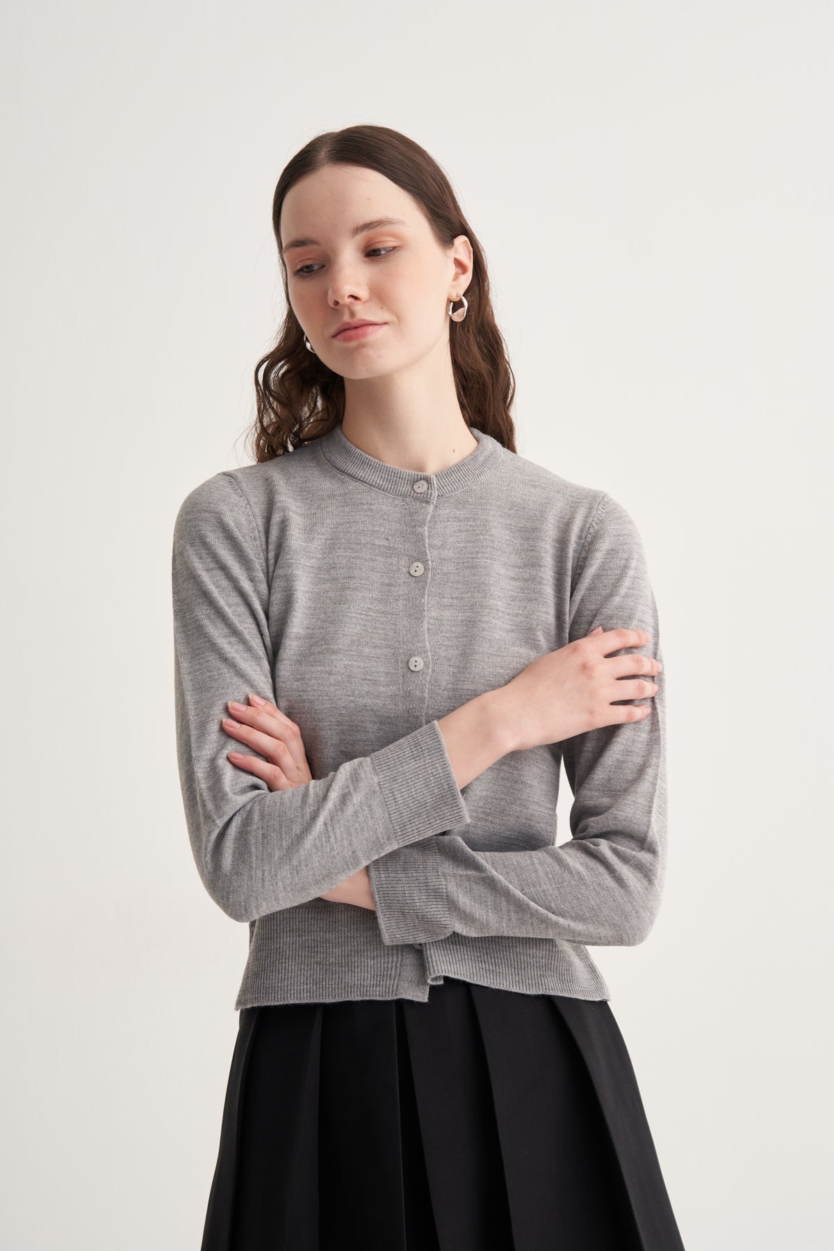 Kadın İnce Triko Hırka Gri