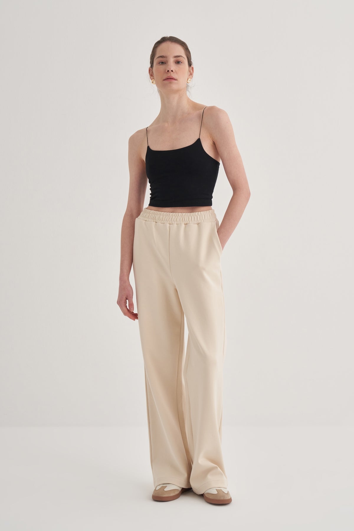 Kadın İnterlok Palazzo Pantolon Bej