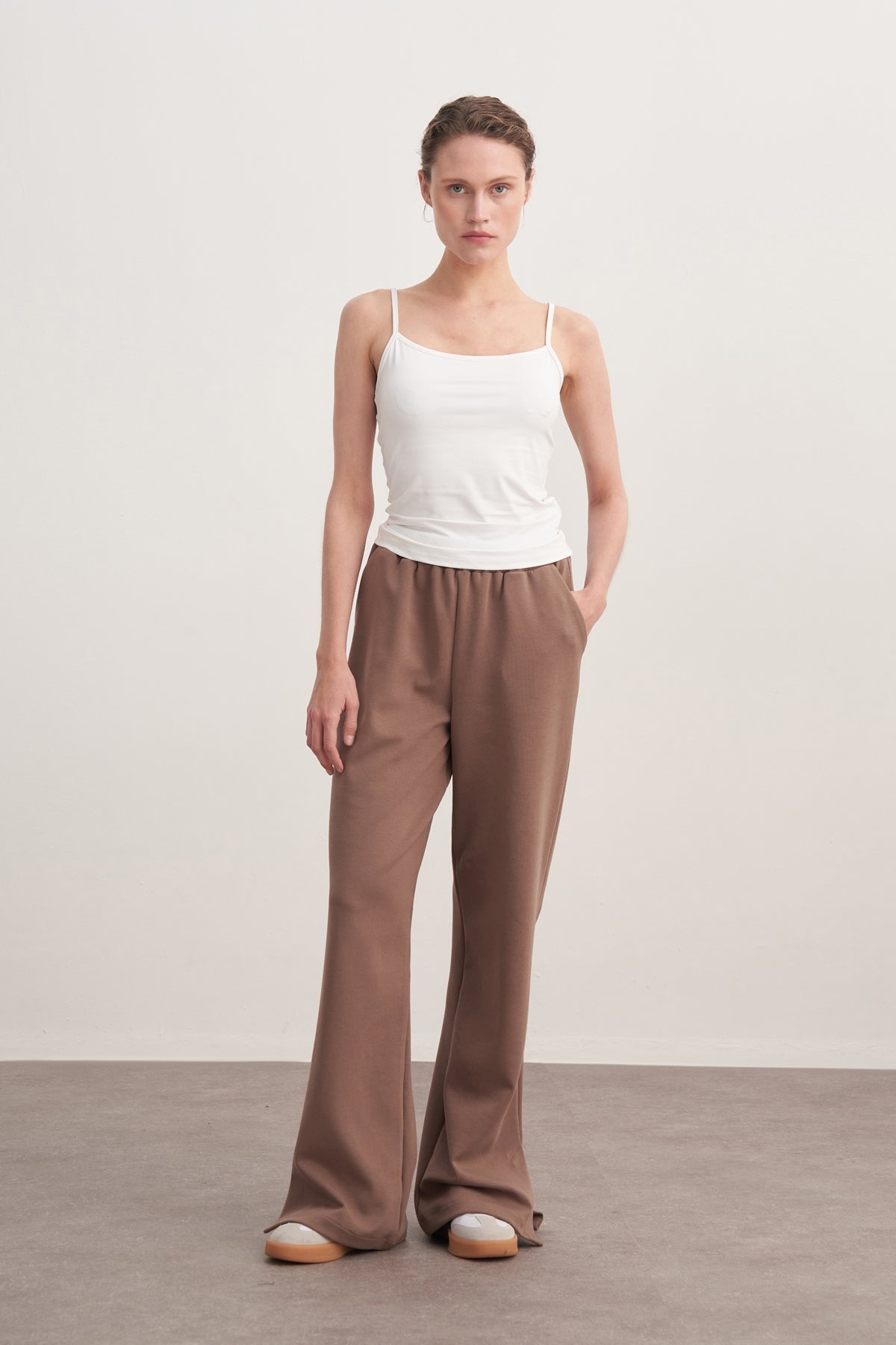 Kadın İnterlok Oversize Spor Ceket Takım Kahve