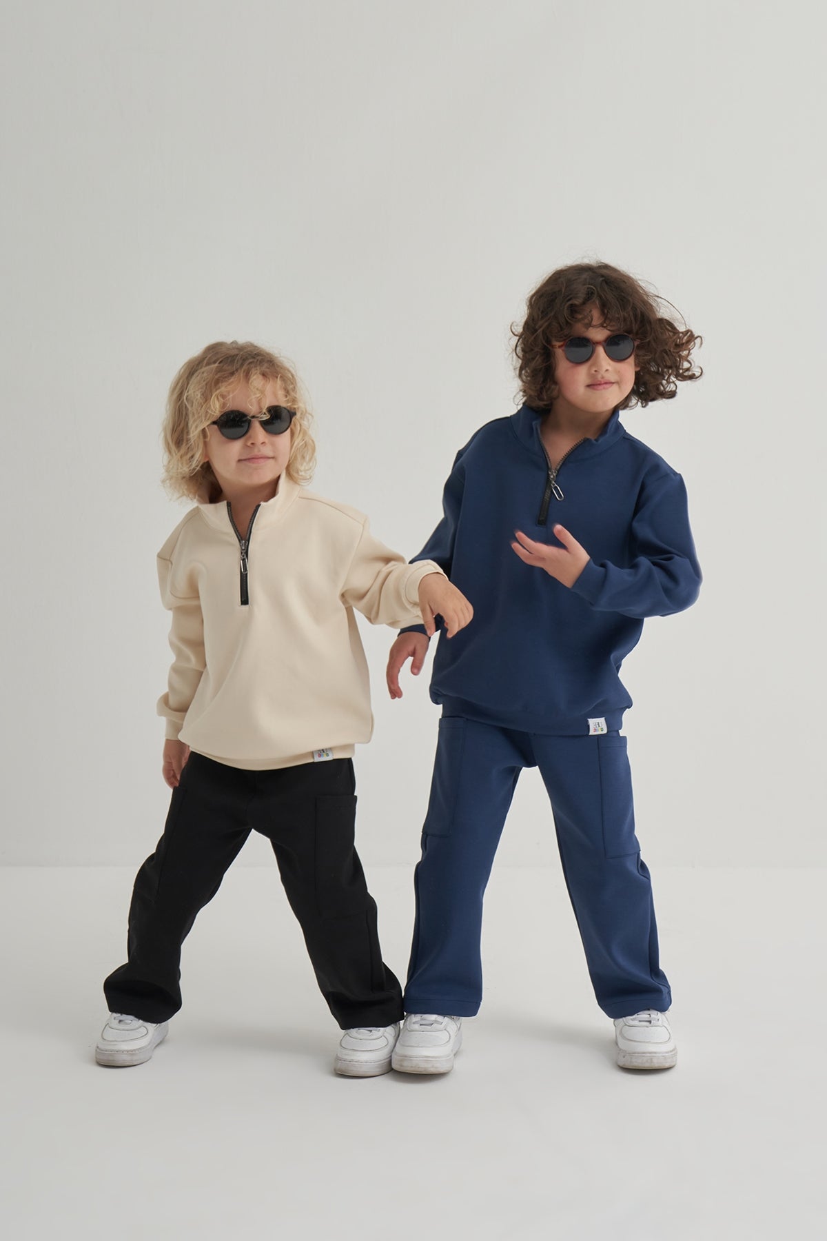 Unisex Çocuk İnterlok Yarım Fermuarlı Sweat Lacivert