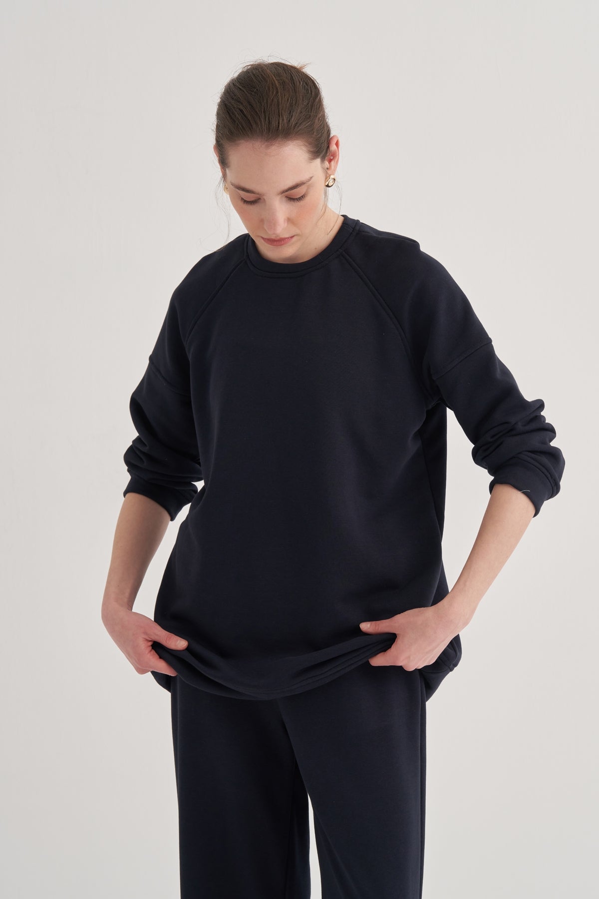 Kadın Oversize Sweat Lacivert