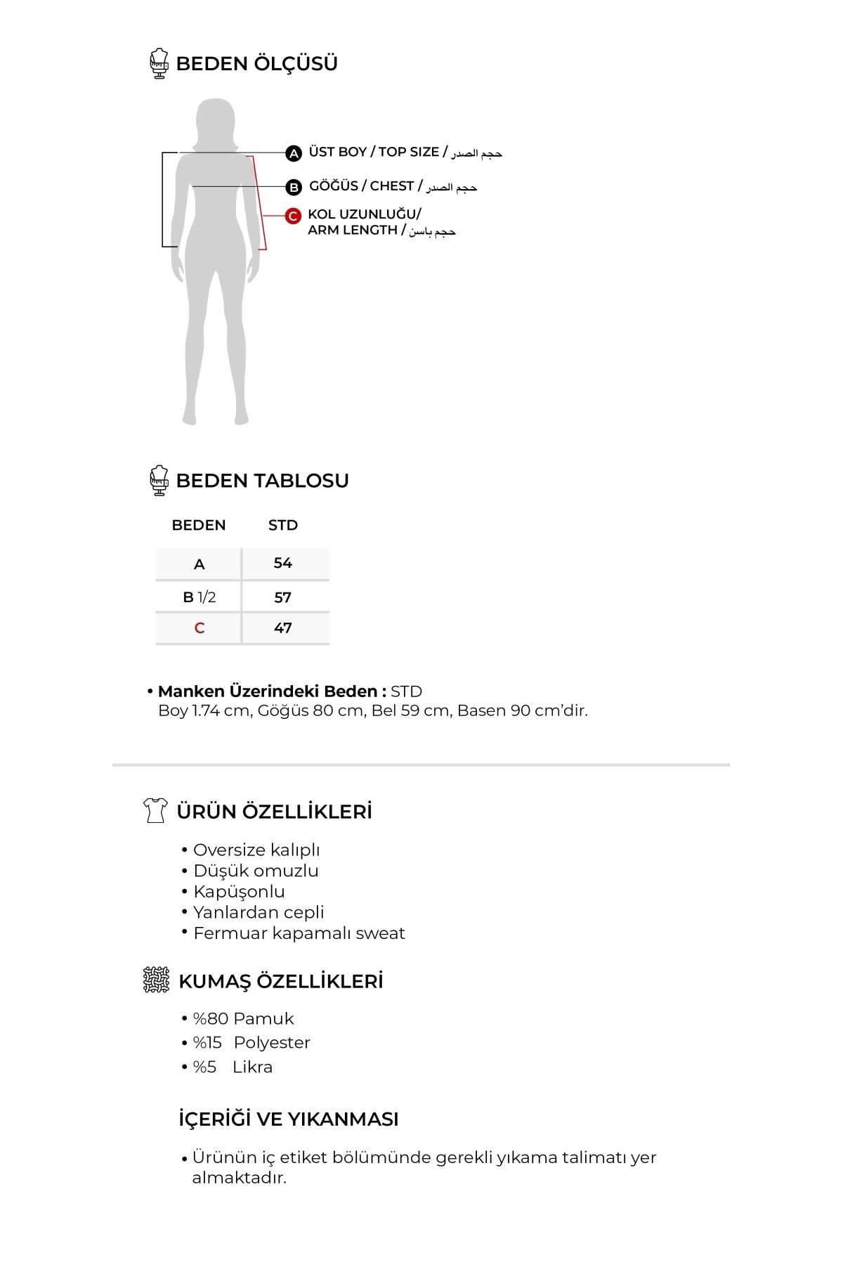 Kadın İnterlok Kapüşonlu Kısa Sweat Siyah