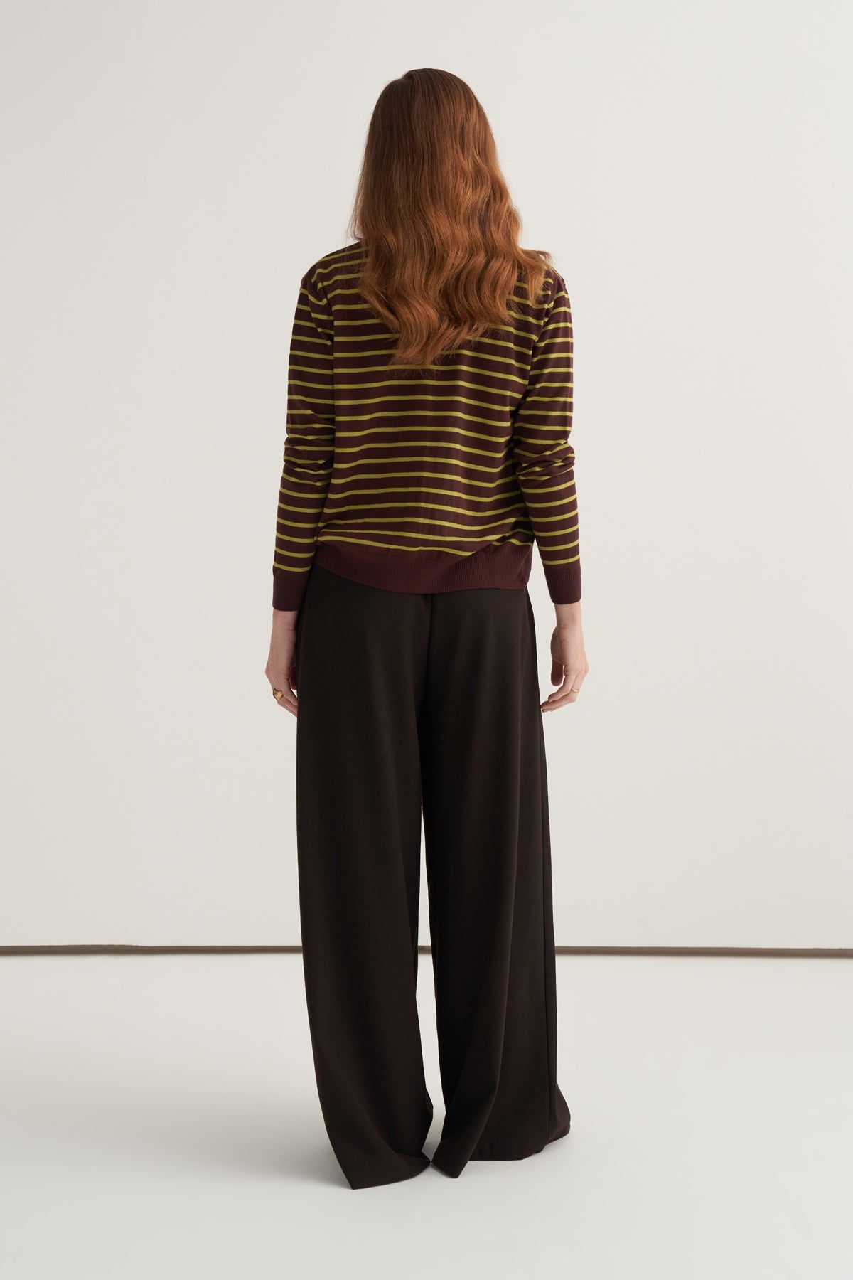 Kadın Viskon Triko Tişörtlü Hırka Takım Yeşil Çizgili