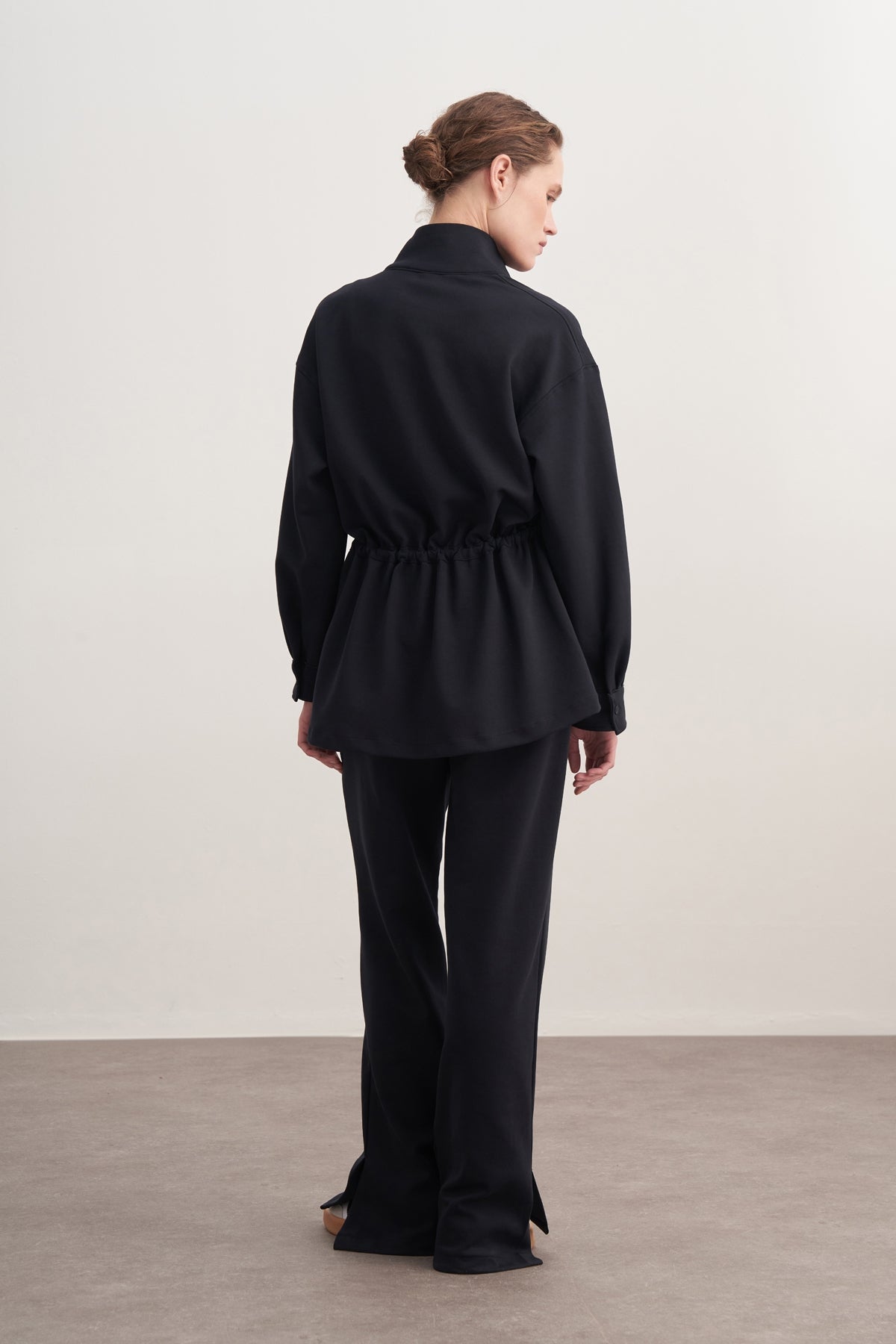 Kadın İnterlok Oversize Spor Ceket Takım Lacivert