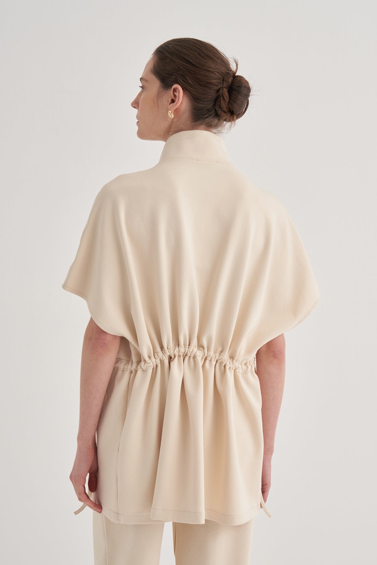Kadın İnterlok Oversize Yelek Bej