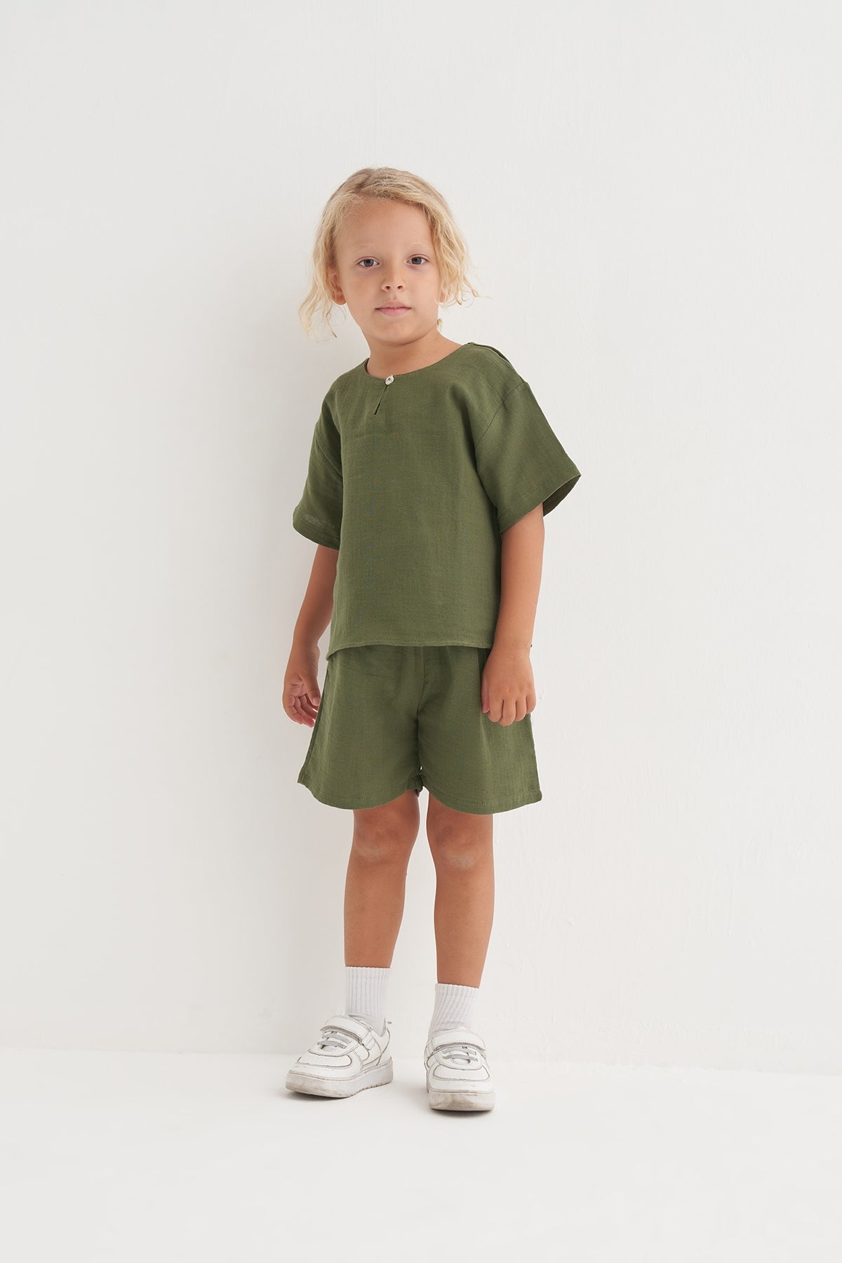 Unisex Çocuk Müslin Takım Yeşil