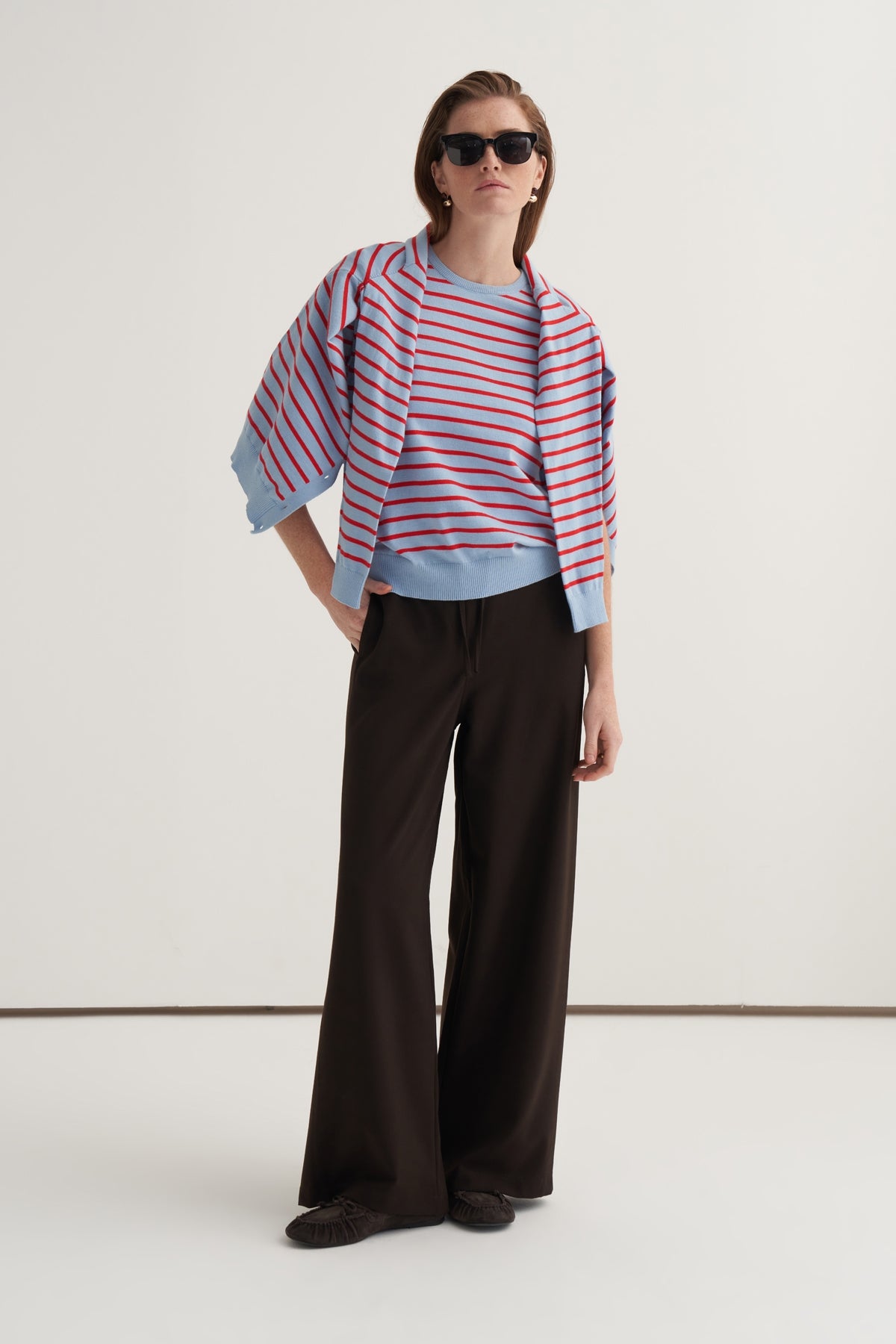 Kadın Yan Dikiş Detaylı Palazzo Pantolon Acı Kahve