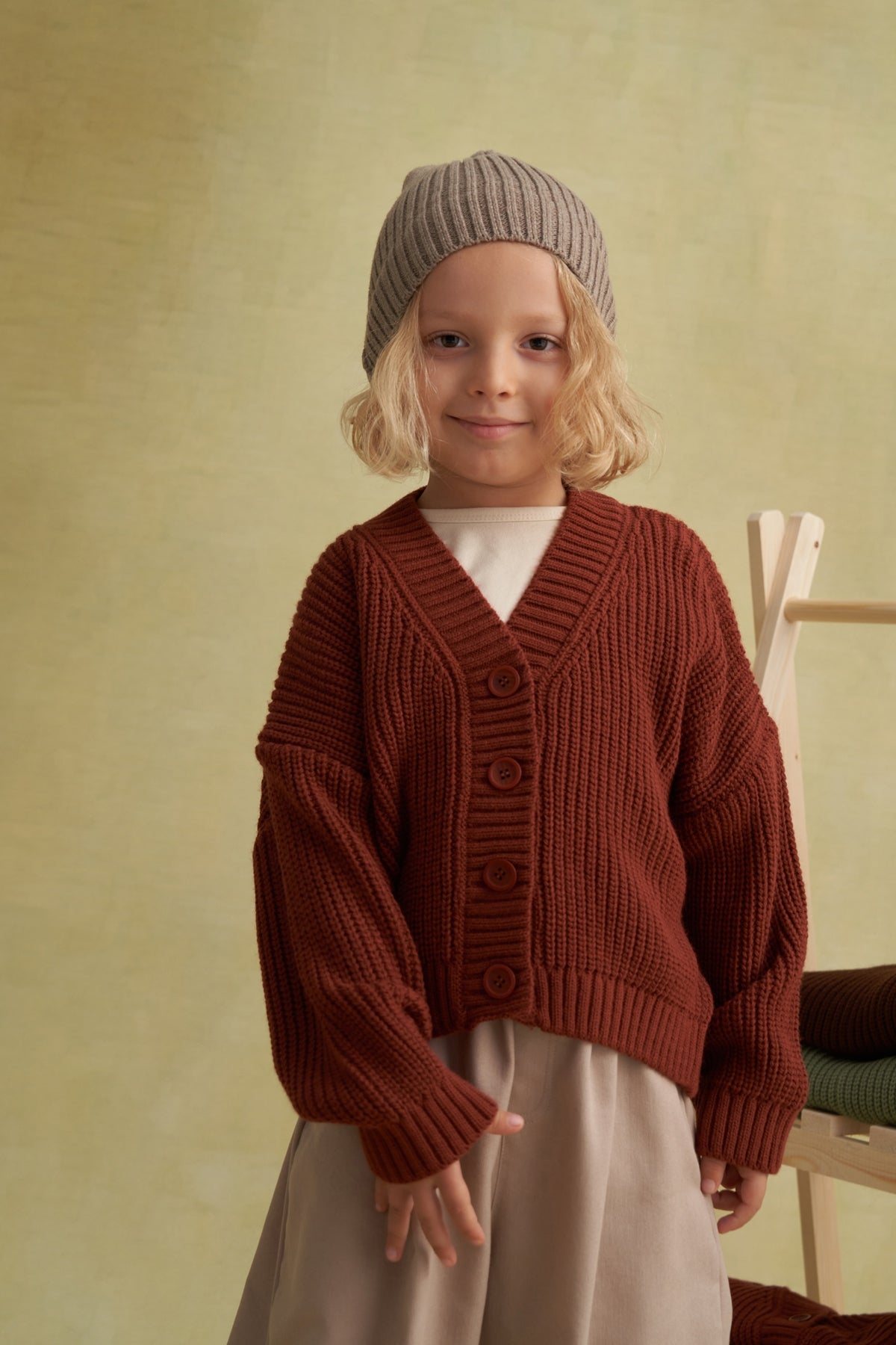 Çocuk Triko Hırka Kiremit