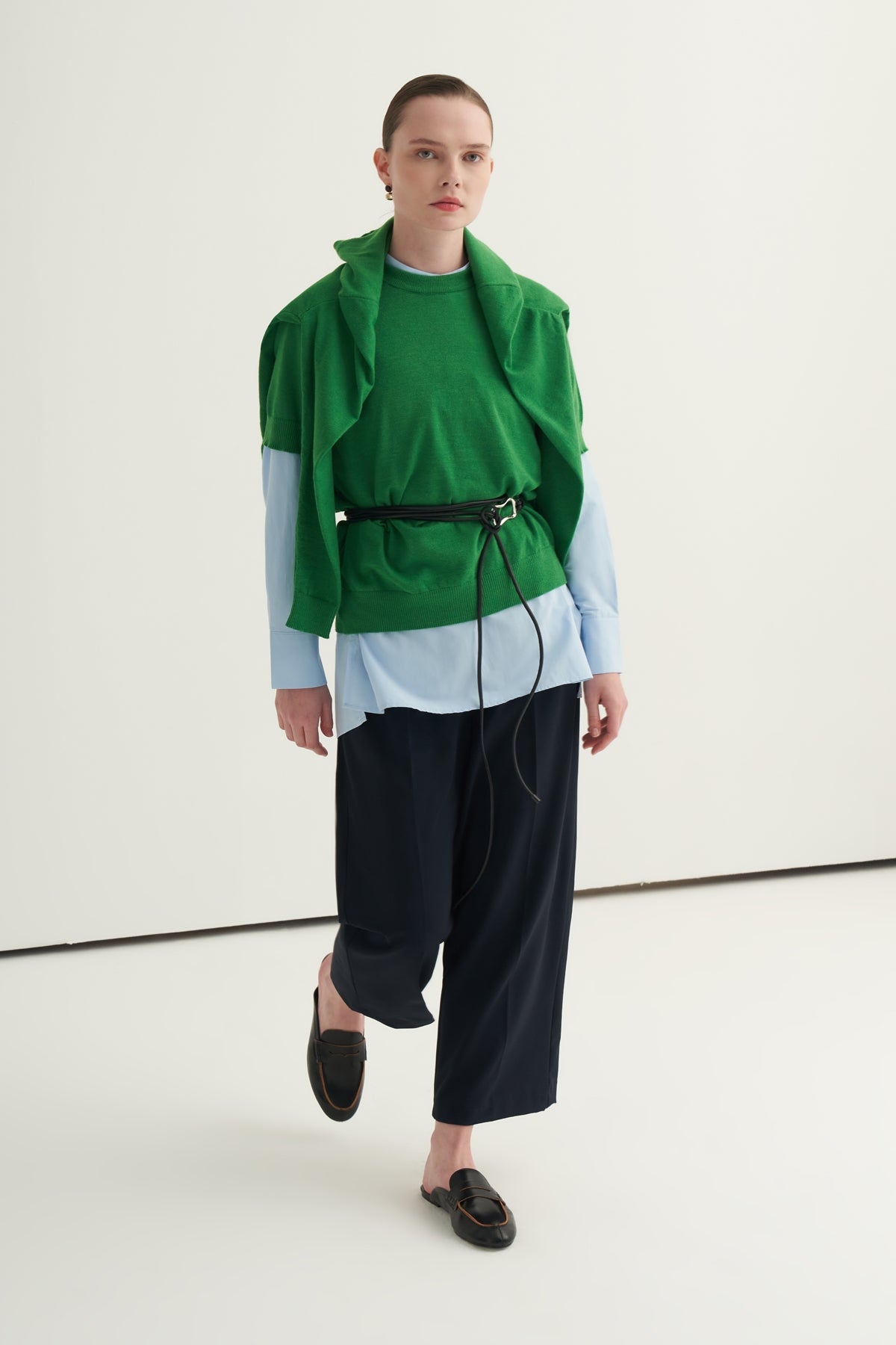 Kadın Viskon Triko Tişörtlü Hırka Takım Çimen Yeşili