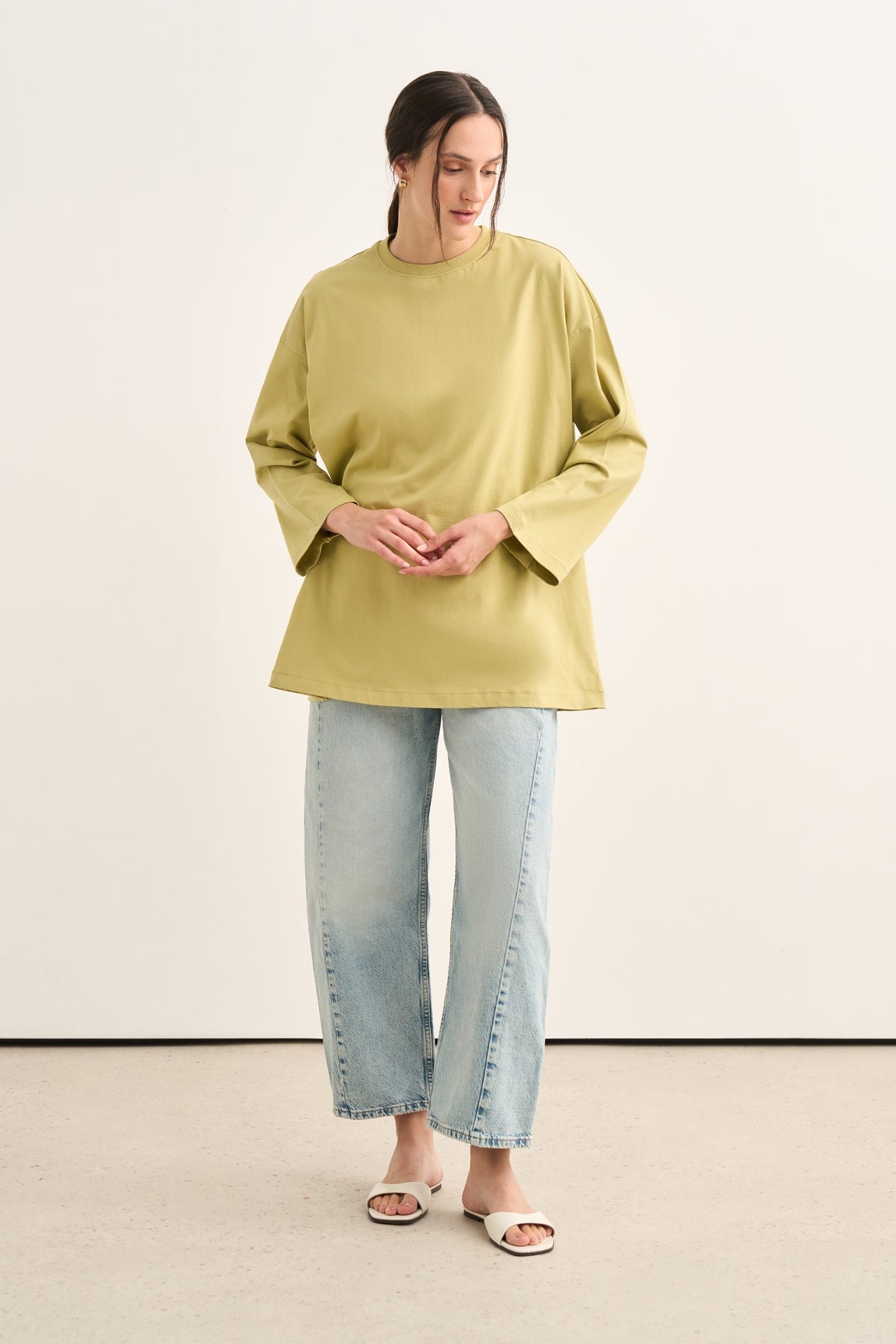 Kadın Basic Uzun Kollu Sweat Çağla Yeşili