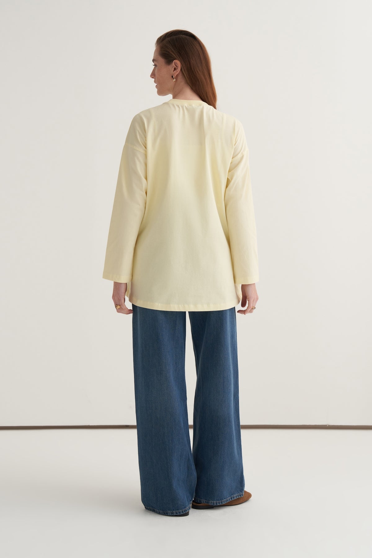 Kadın Basic Uzun Kollu Sweat Tereyağı