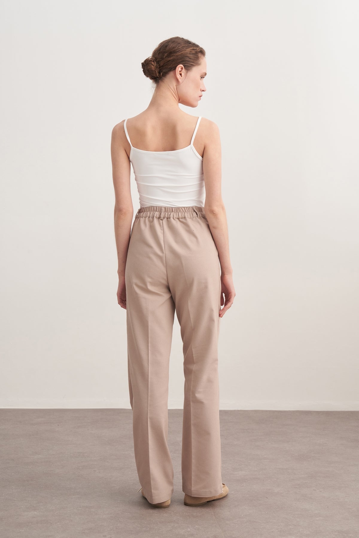 Kadın Gabardin Palazzo Pantolon Bej