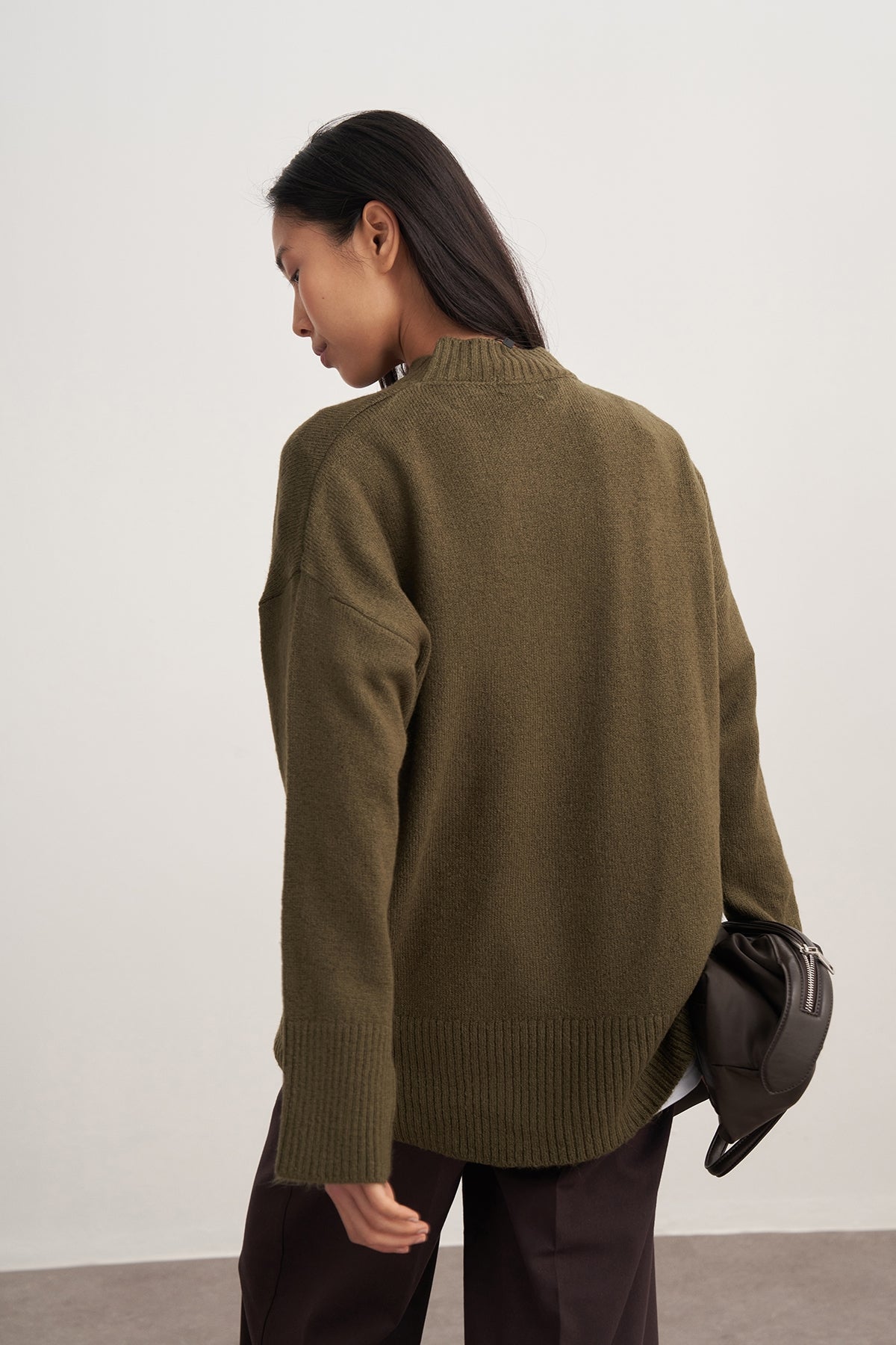 Kadın Basic Triko Kazak Haki