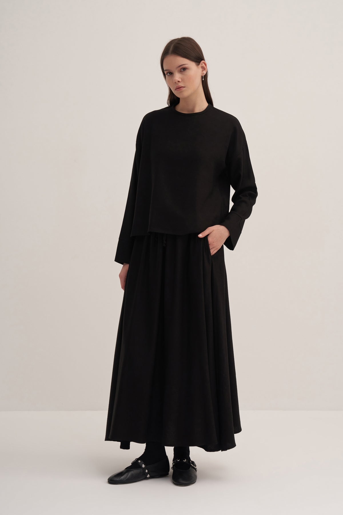 Kadın Etek Bluz Takım Siyah