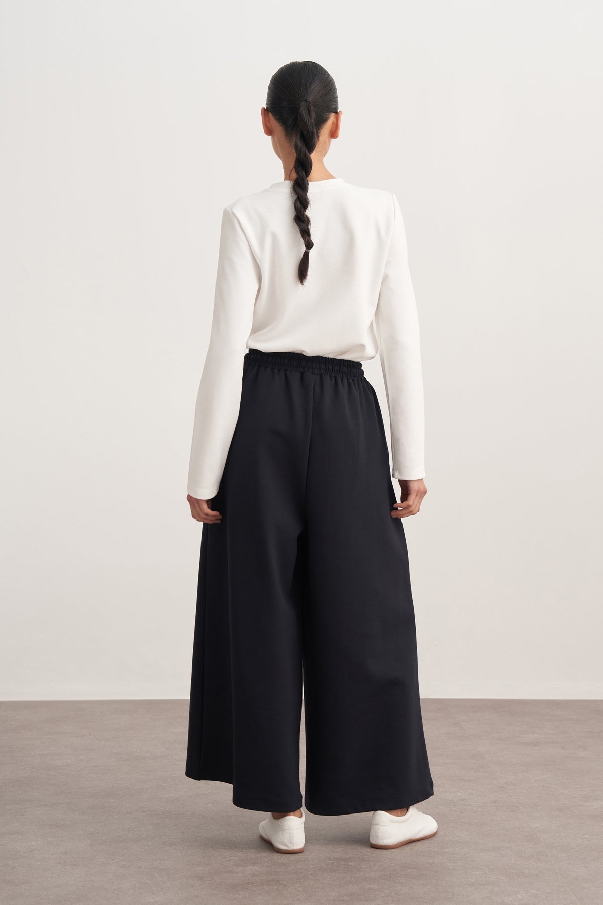 Kadın İnterlok Bol Paçalı Pantolon Lacivert