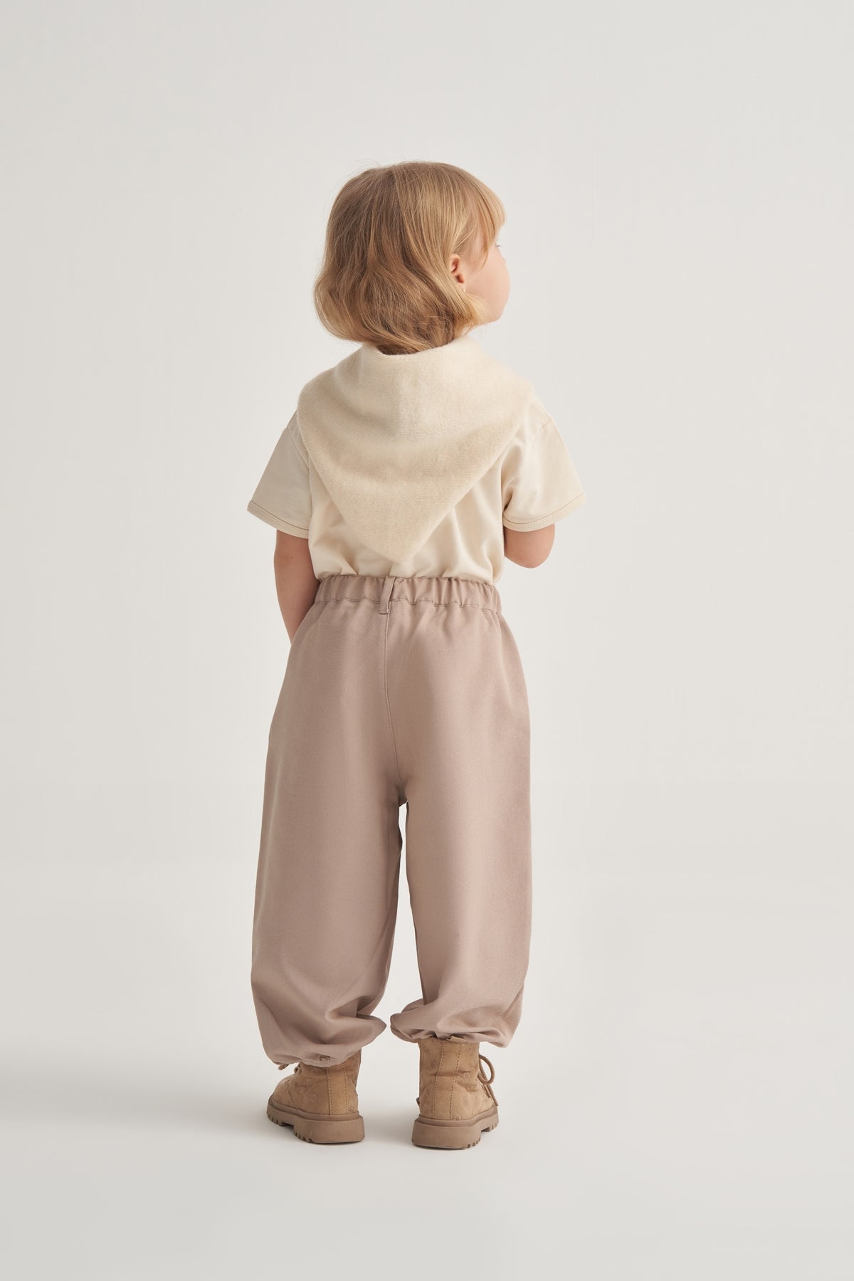 Unisex Çocuk Gabardin Paça Detaylı Pantolon Bej