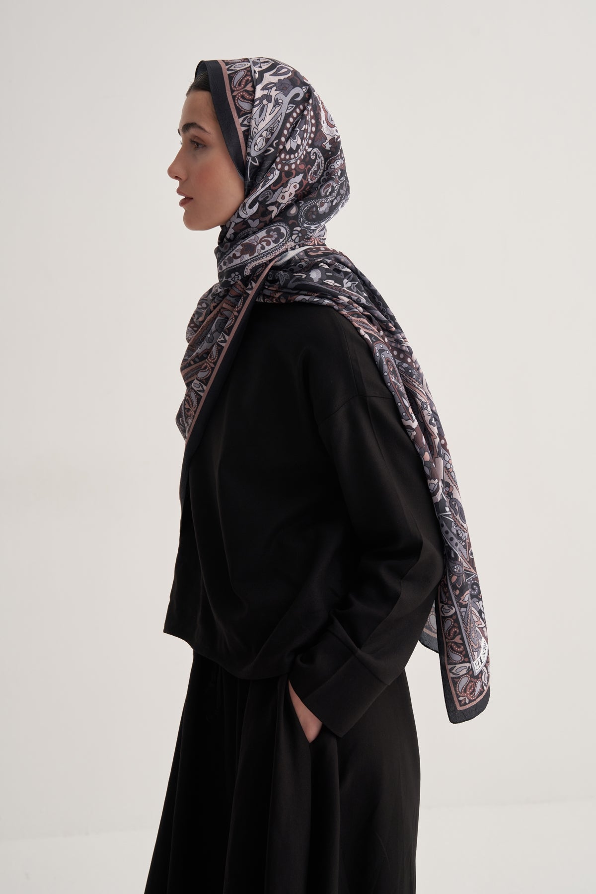 Kadın Crush Paisley Desen Şal Siyah