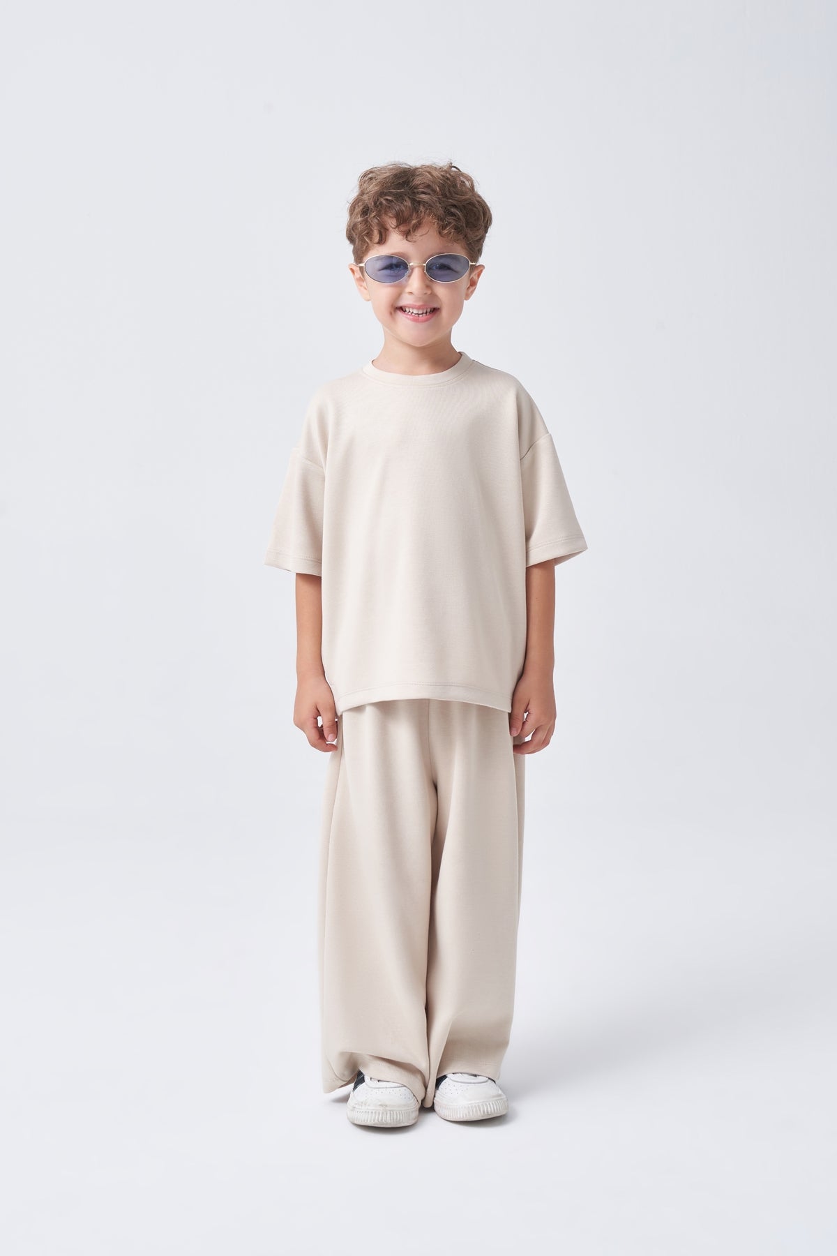 Unisex Çocuk Oversize Basic Takım Bej