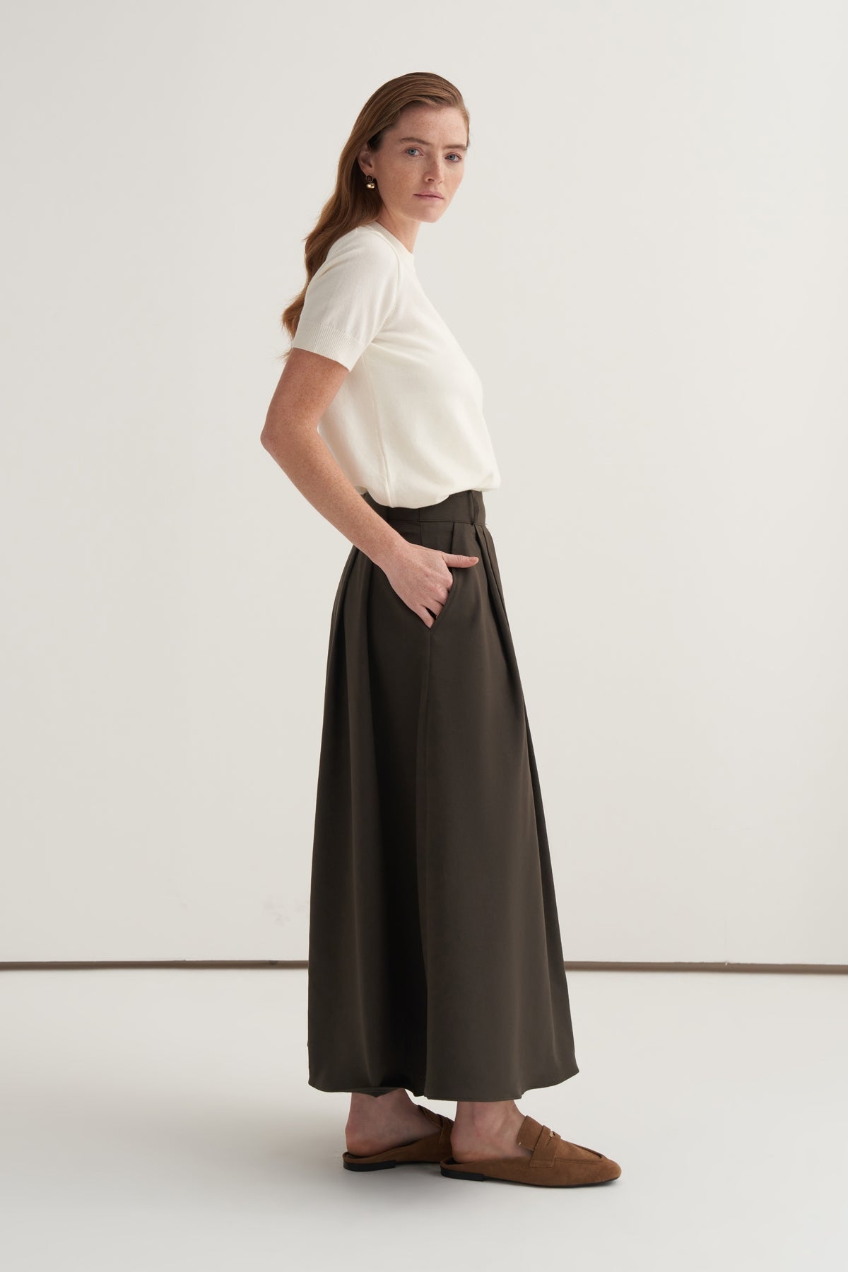 Kadın Viskon Triko Tişörtlü Hırka Takım Ekru