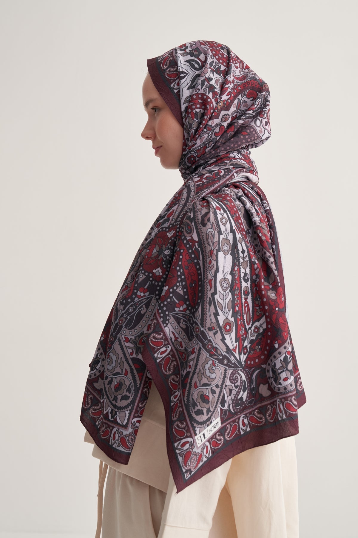 Kadın Crush Paisley Desen Şal Bordo