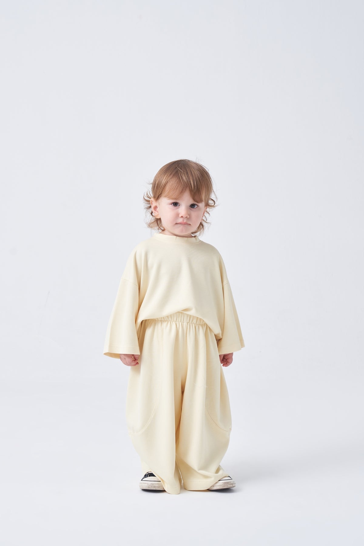 Unisex Çocuk Bol Kesimli Rahat Takım Pastel Sarı