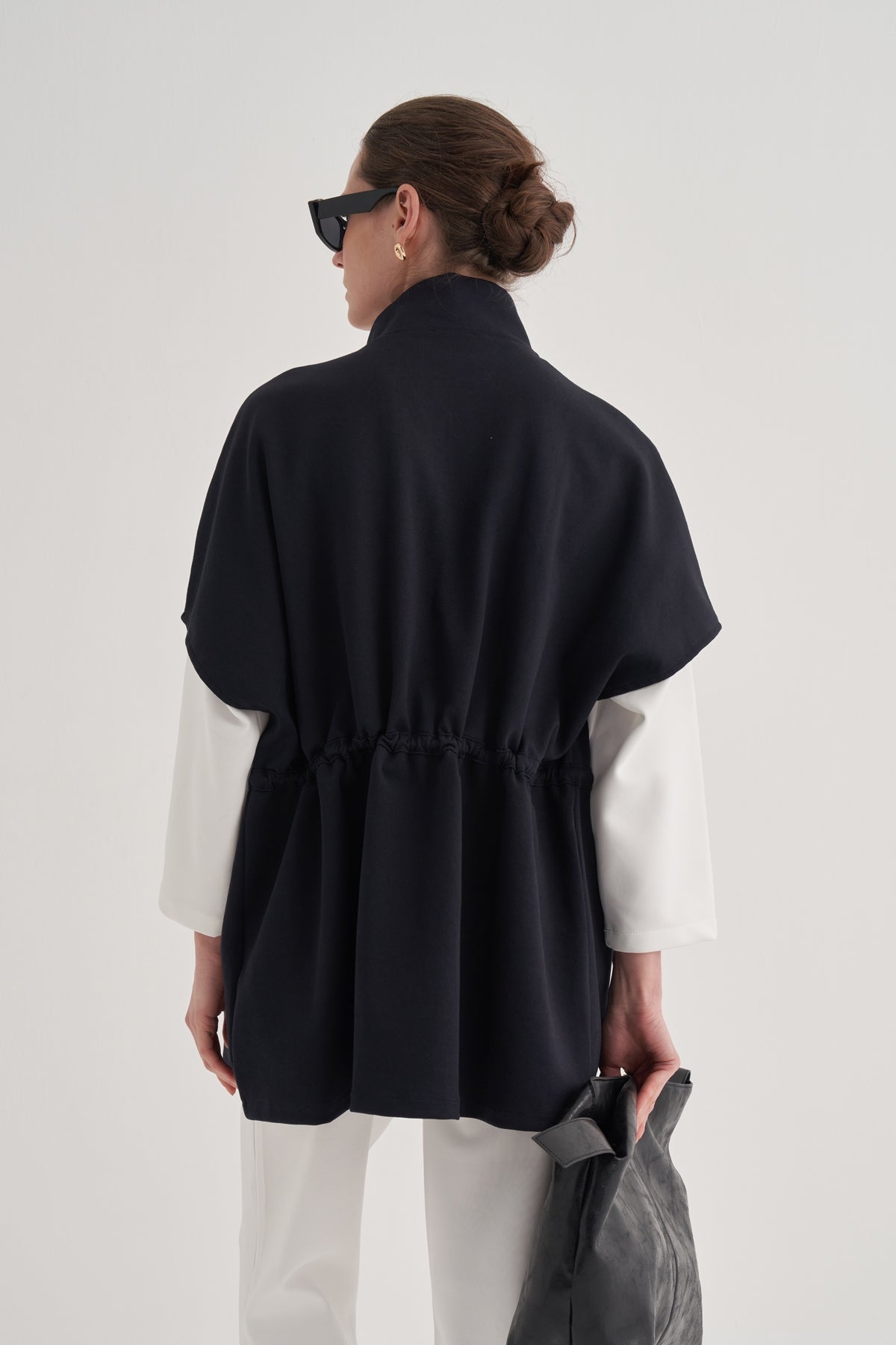 Kadın İnterlok Oversize Yelek Lacivert