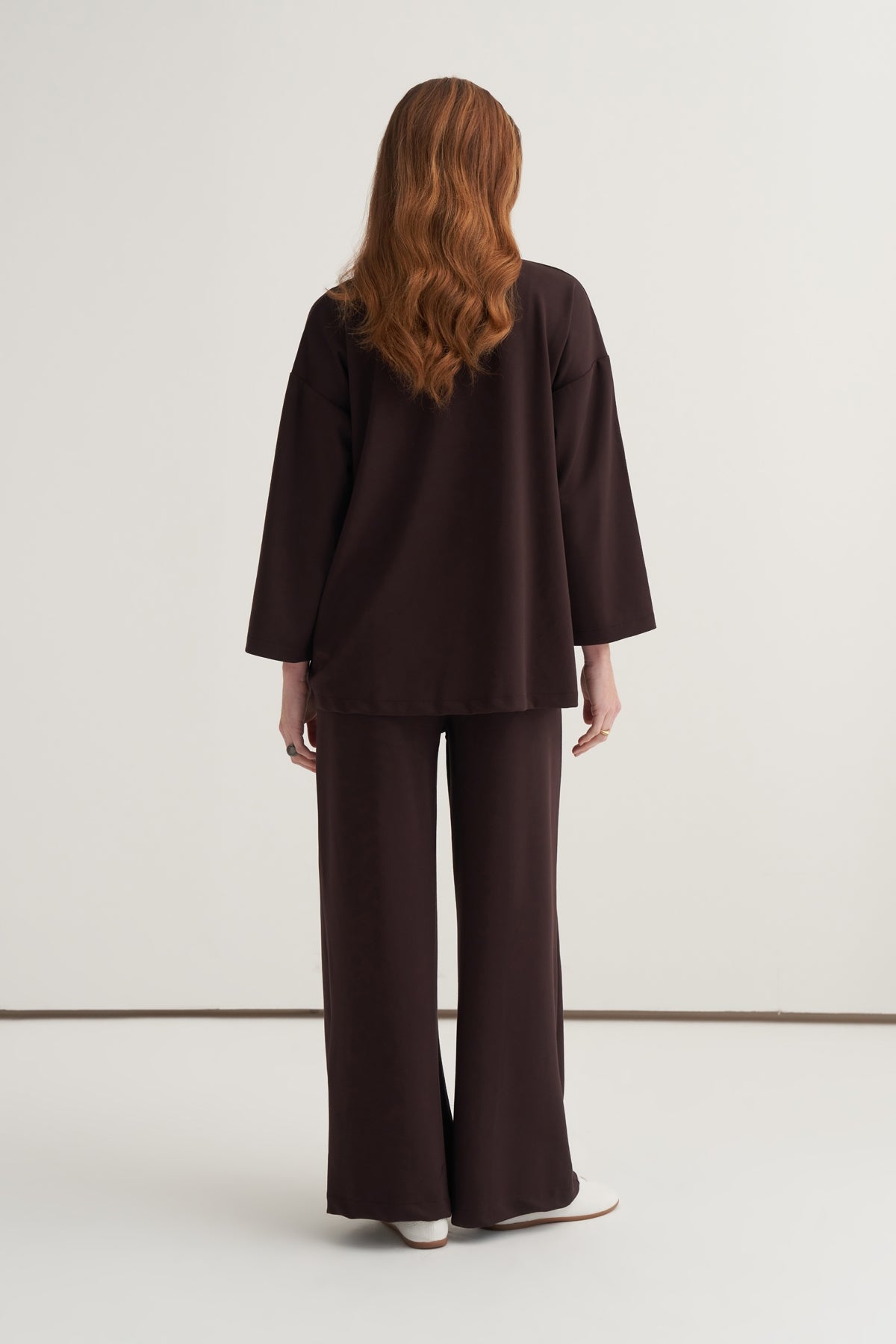 Kadın Basic Pantolonlu Sweat Takım Kahve