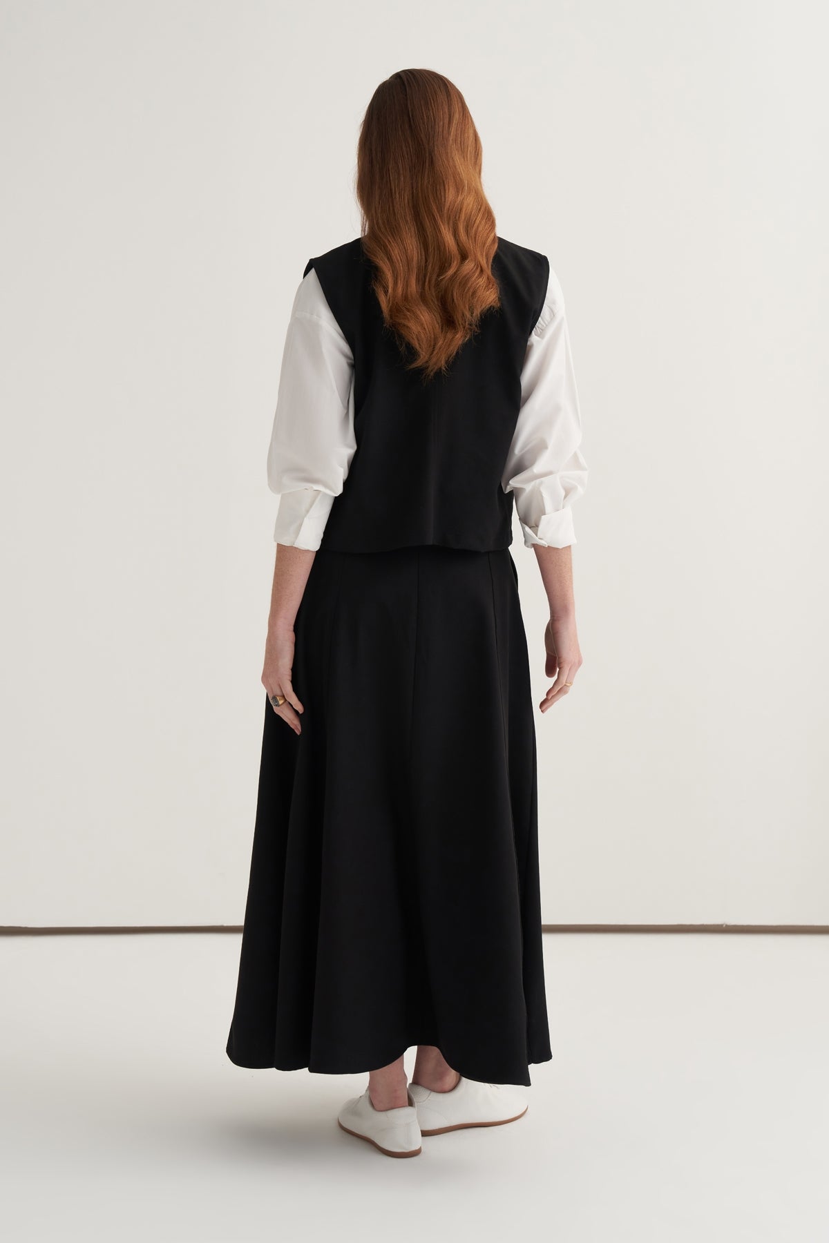 Kadın Gabardin Yelekli Etek Takım Siyah