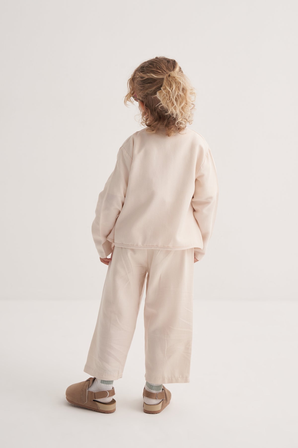 Unisex Çocuk Dökümlü Pamuklu Beli Lastikli Pantolon Kemik
