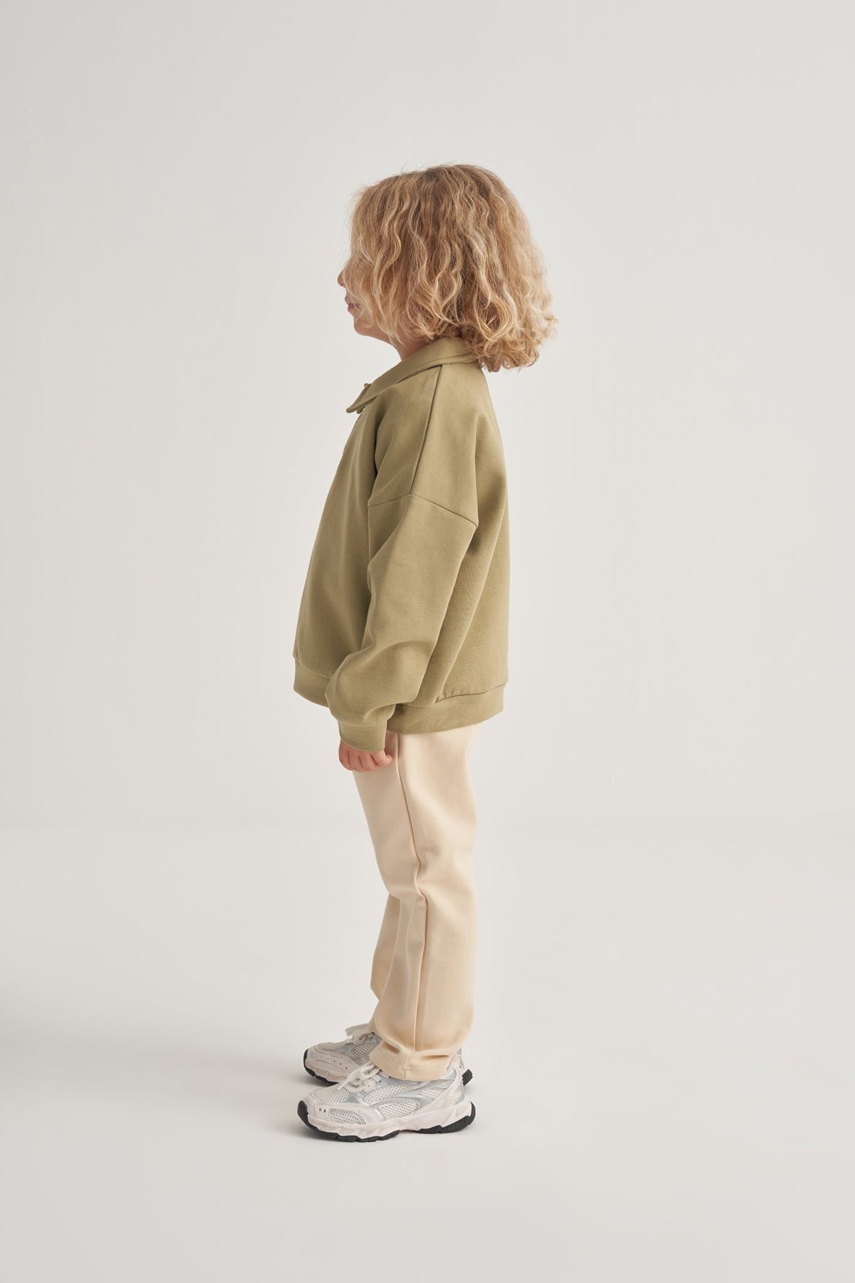 Unisex Çocuk İnterlok Yakalı Sweat Yeşil