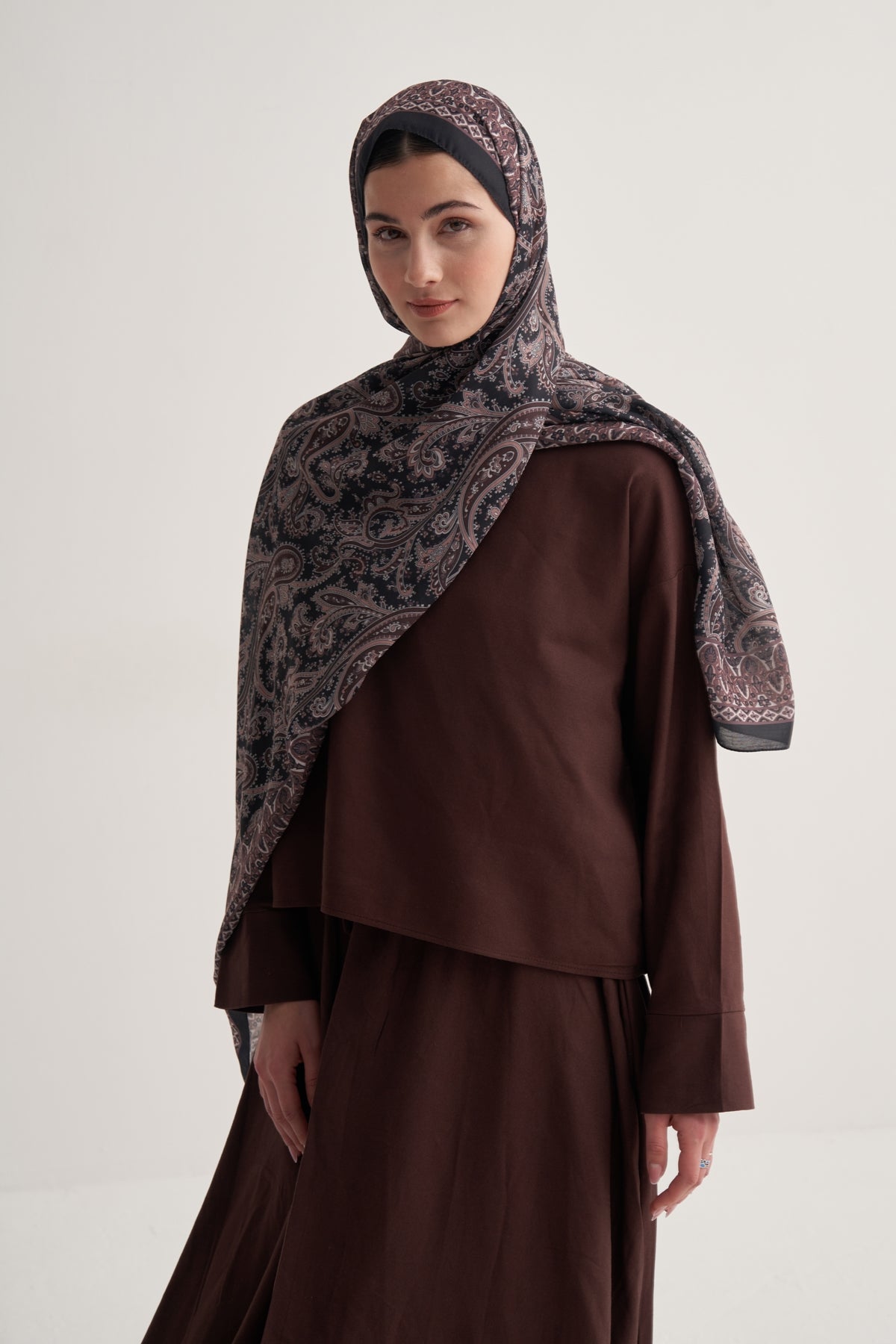 Kadın Soft Lily Desen Şal Siyah