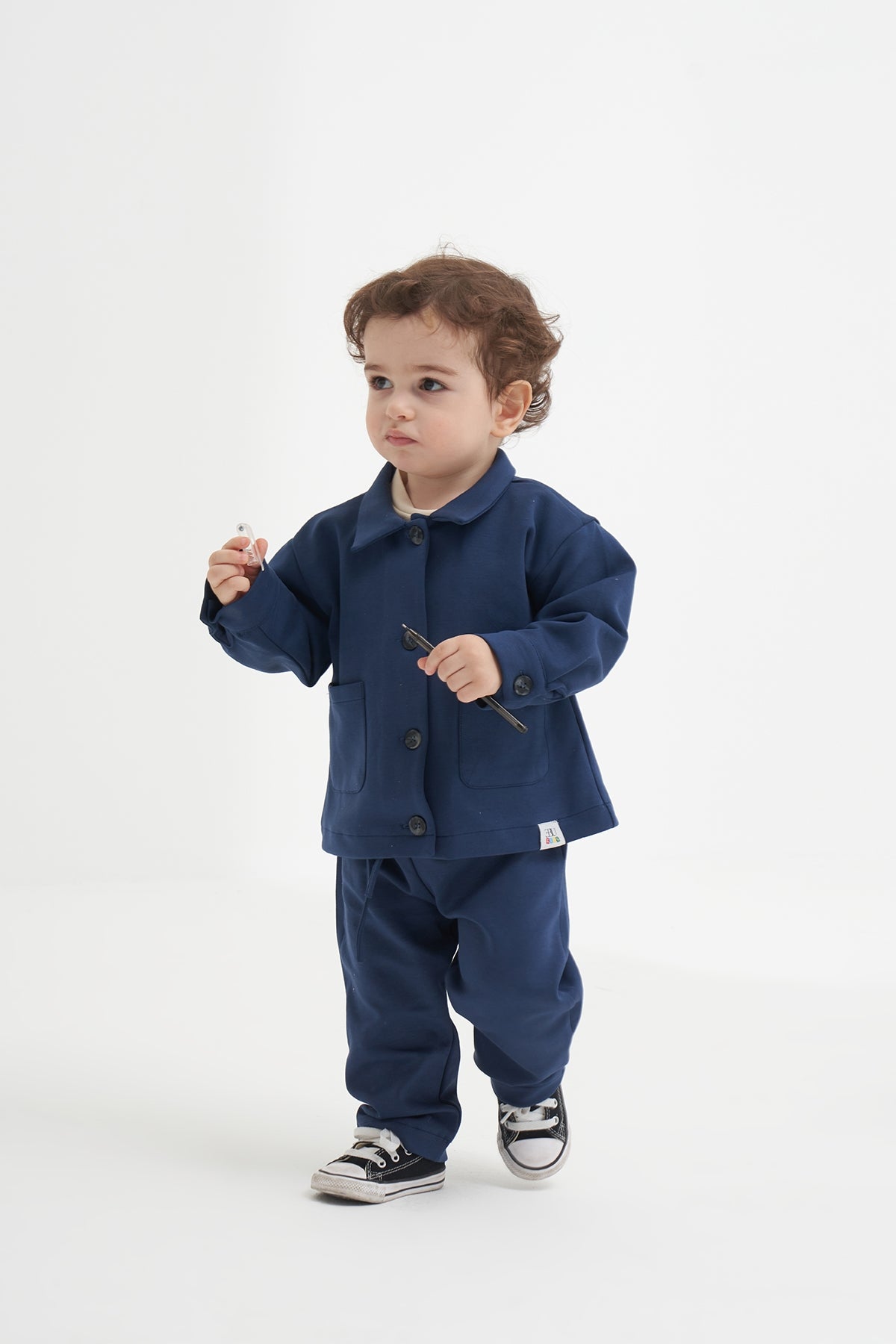 Unisex Çocuk İnterlok Ceket Lacivert