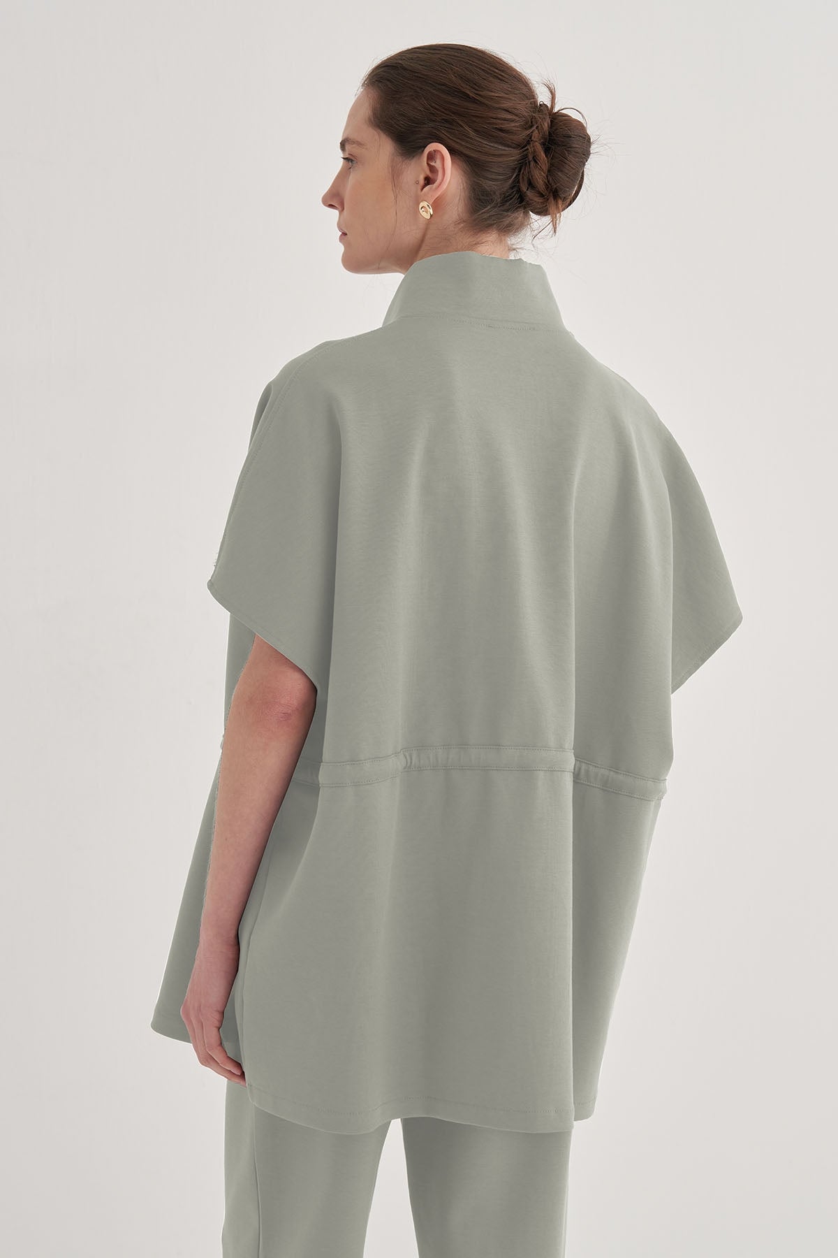 Kadın İnterlok Oversize Yelek Pantolon Takım Pastel Gri