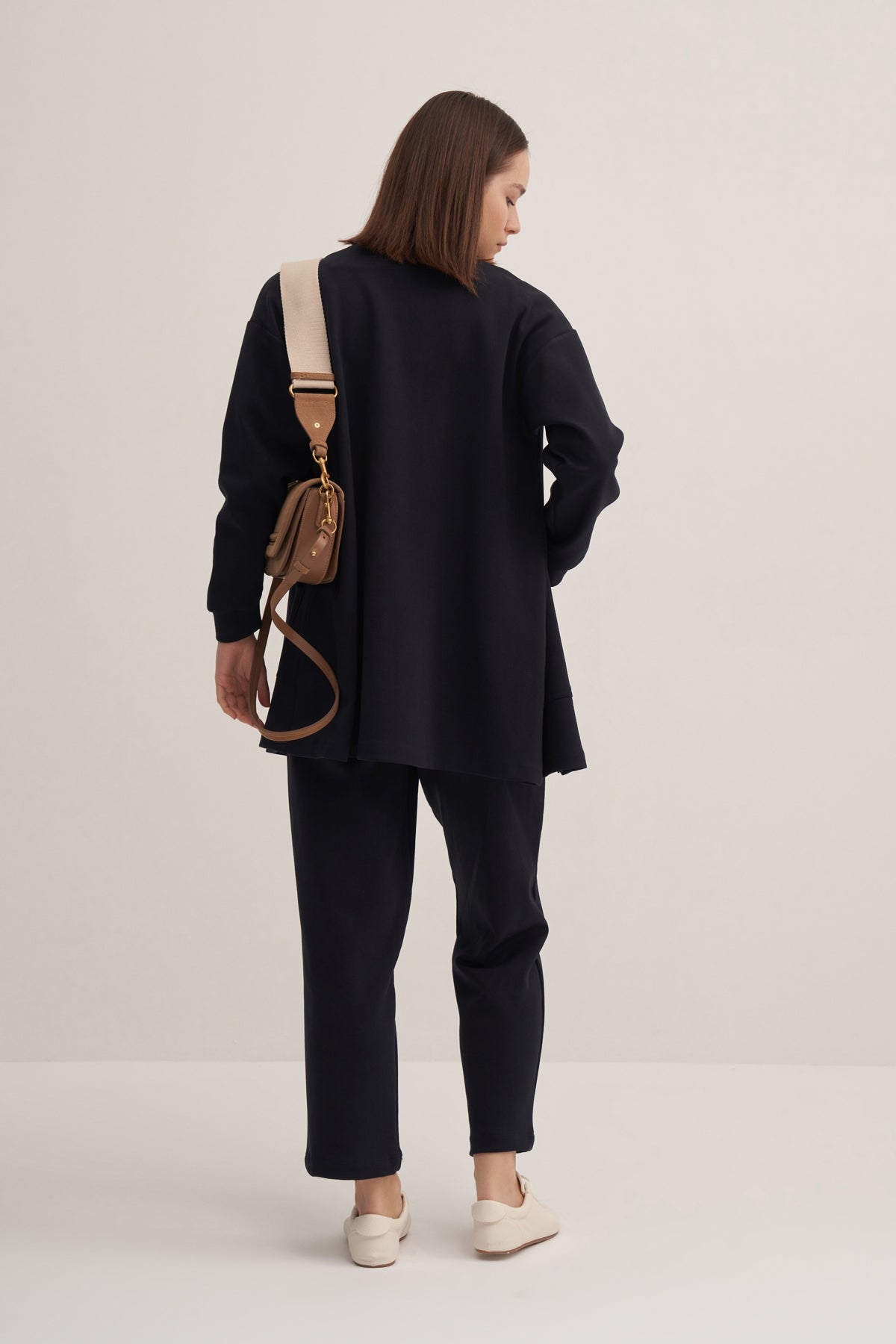 Kadın İnterlok Düz Kesim Pantolon Lacivert