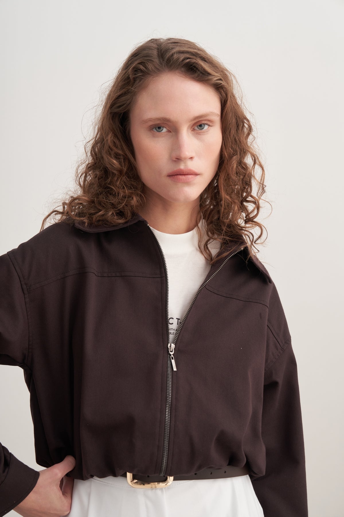 Kadın Gabardin Bomber Ceket Kahve