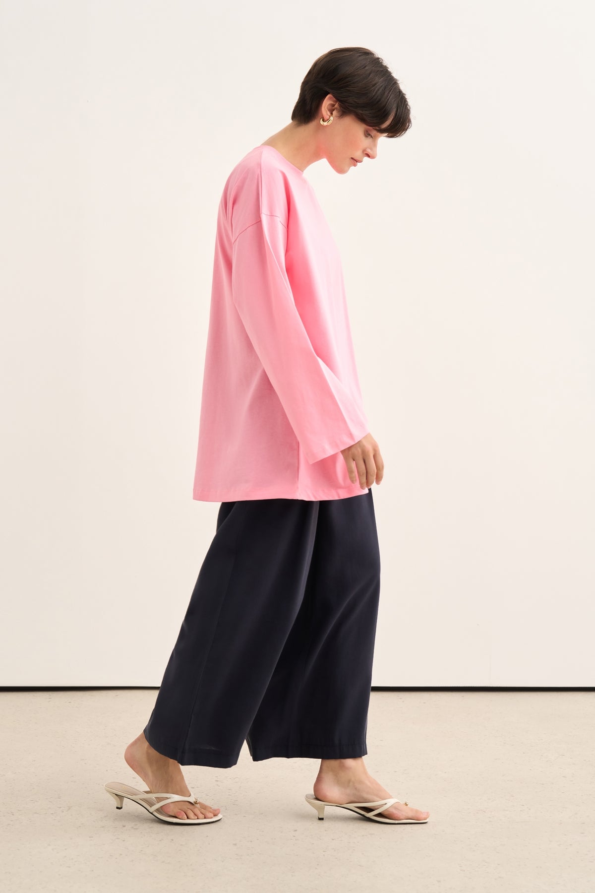 Kadın Basic Uzun Kollu Sweat Pembe