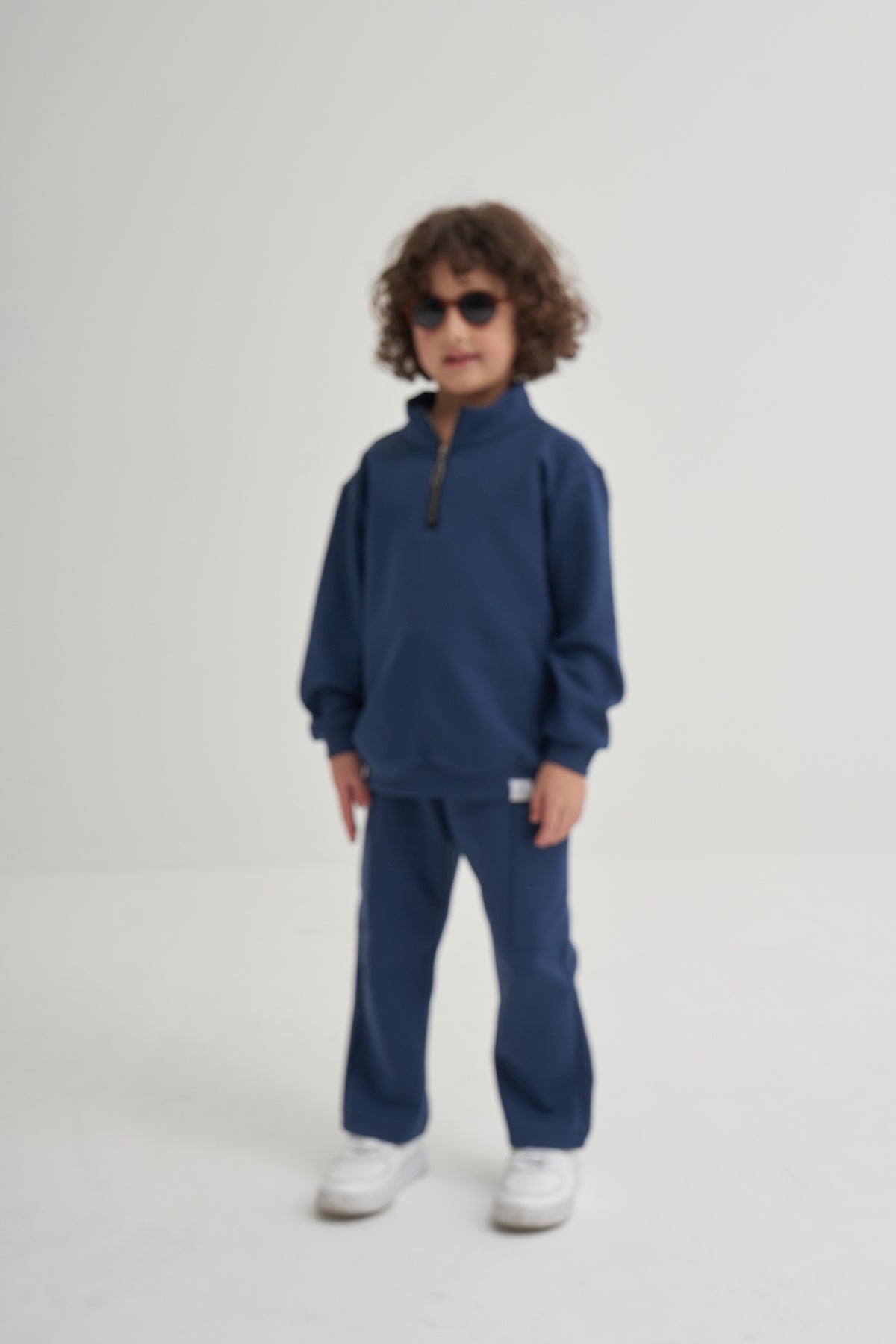 Unisex Çocuk İnterlok Yarım Fermuarlı Sweat Lacivert