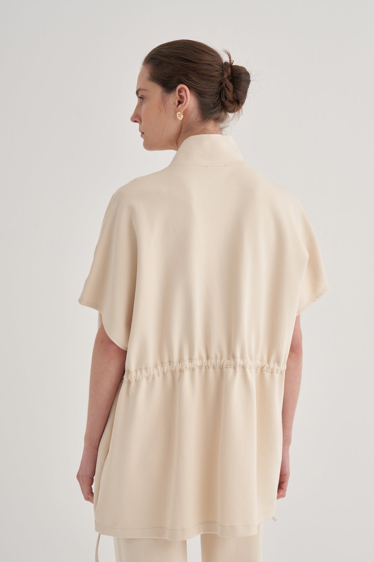 Kadın İnterlok Oversize Yelek Bej